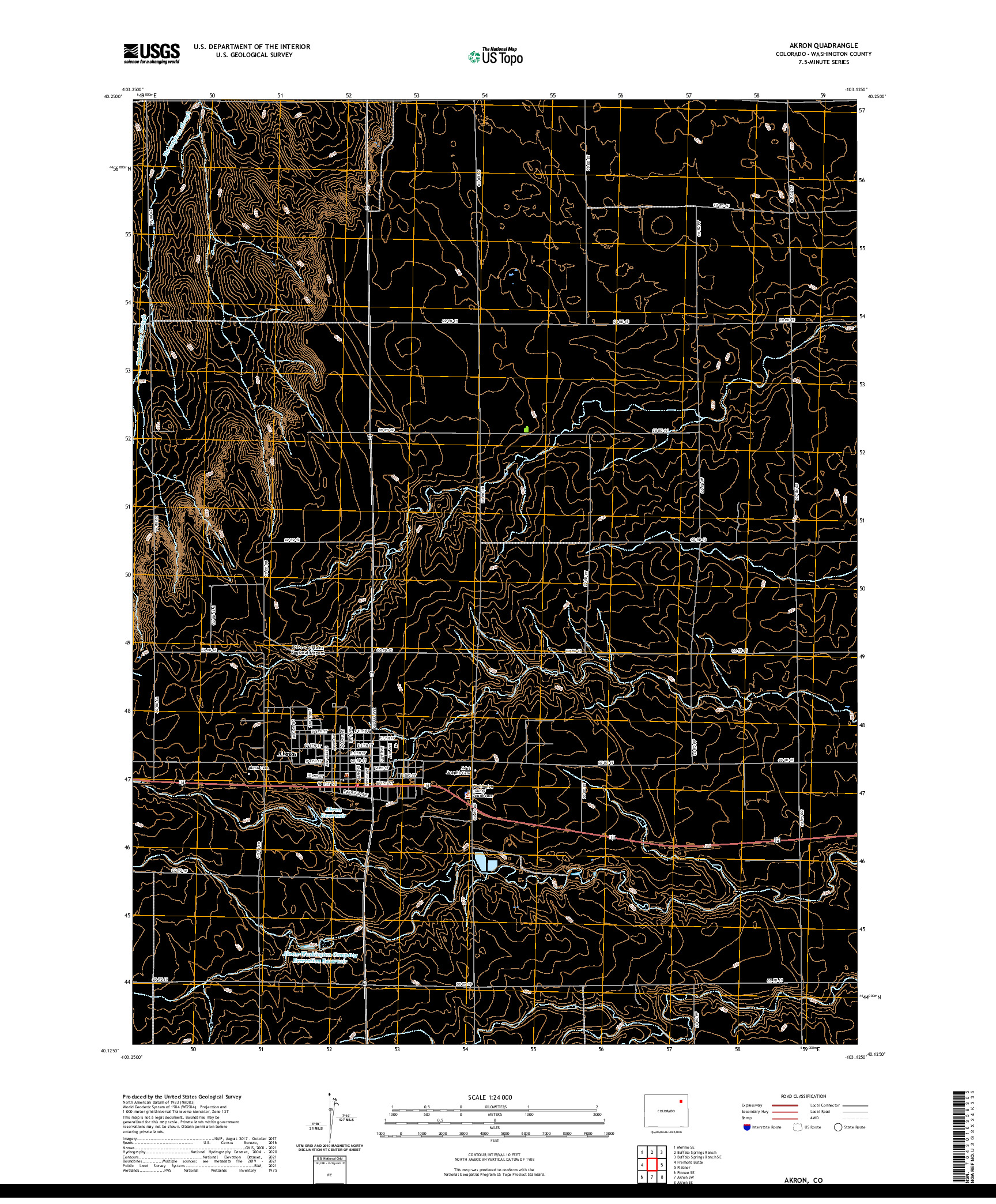 US TOPO 7.5-MINUTE MAP FOR AKRON, CO