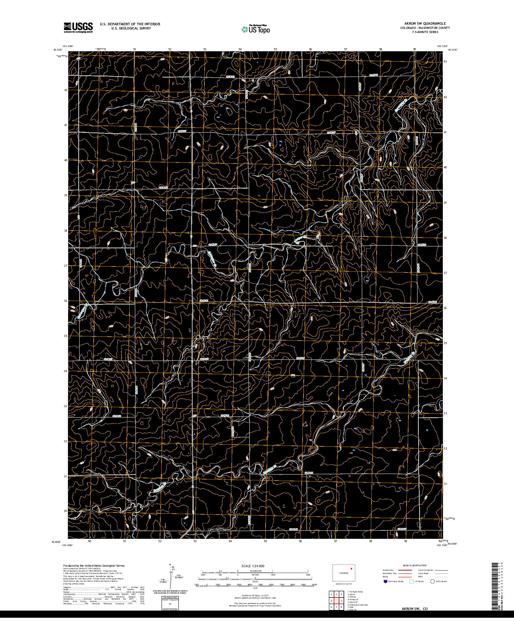 US TOPO 7.5-MINUTE MAP FOR AKRON SW, CO