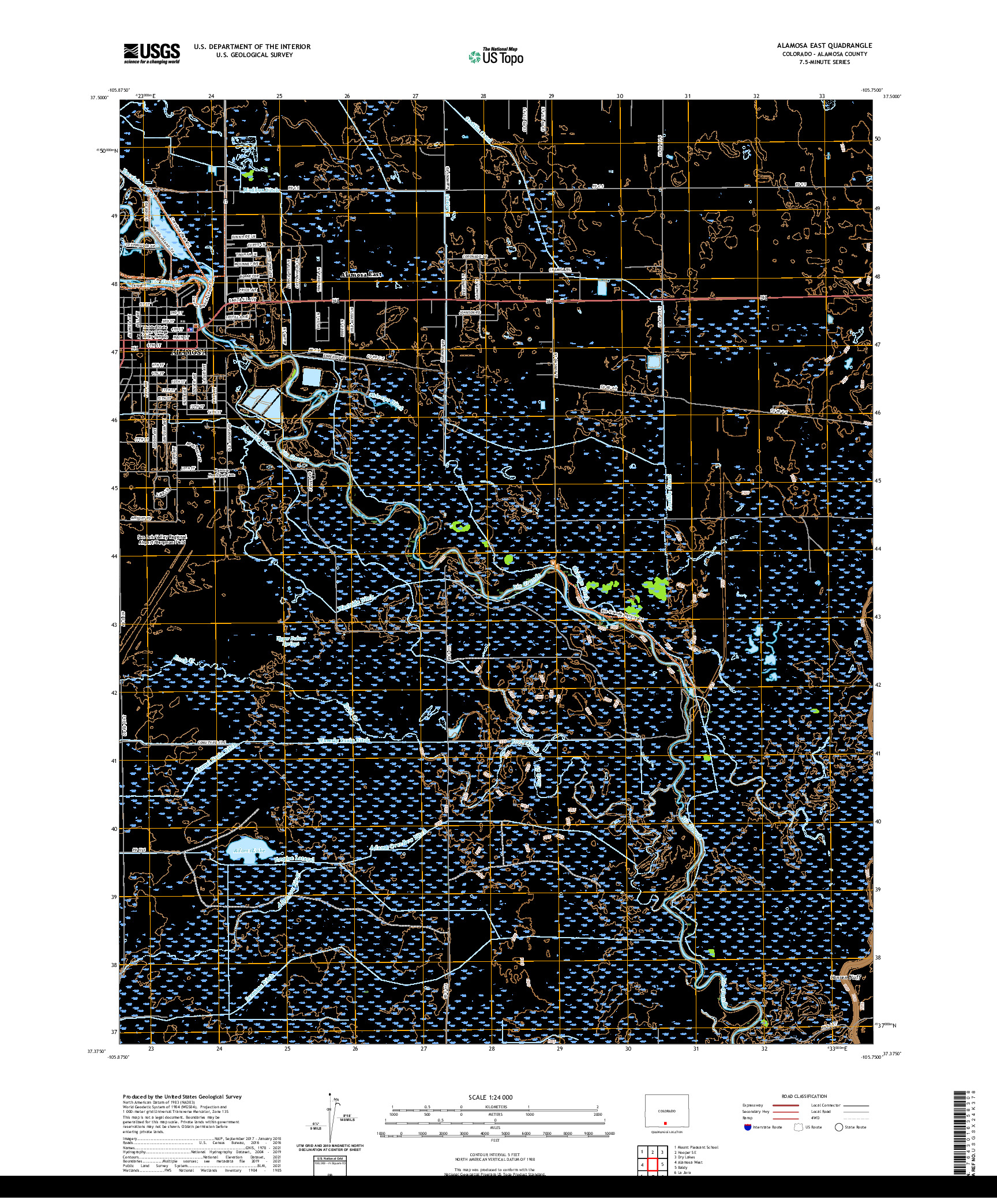 US TOPO 7.5-MINUTE MAP FOR ALAMOSA EAST, CO