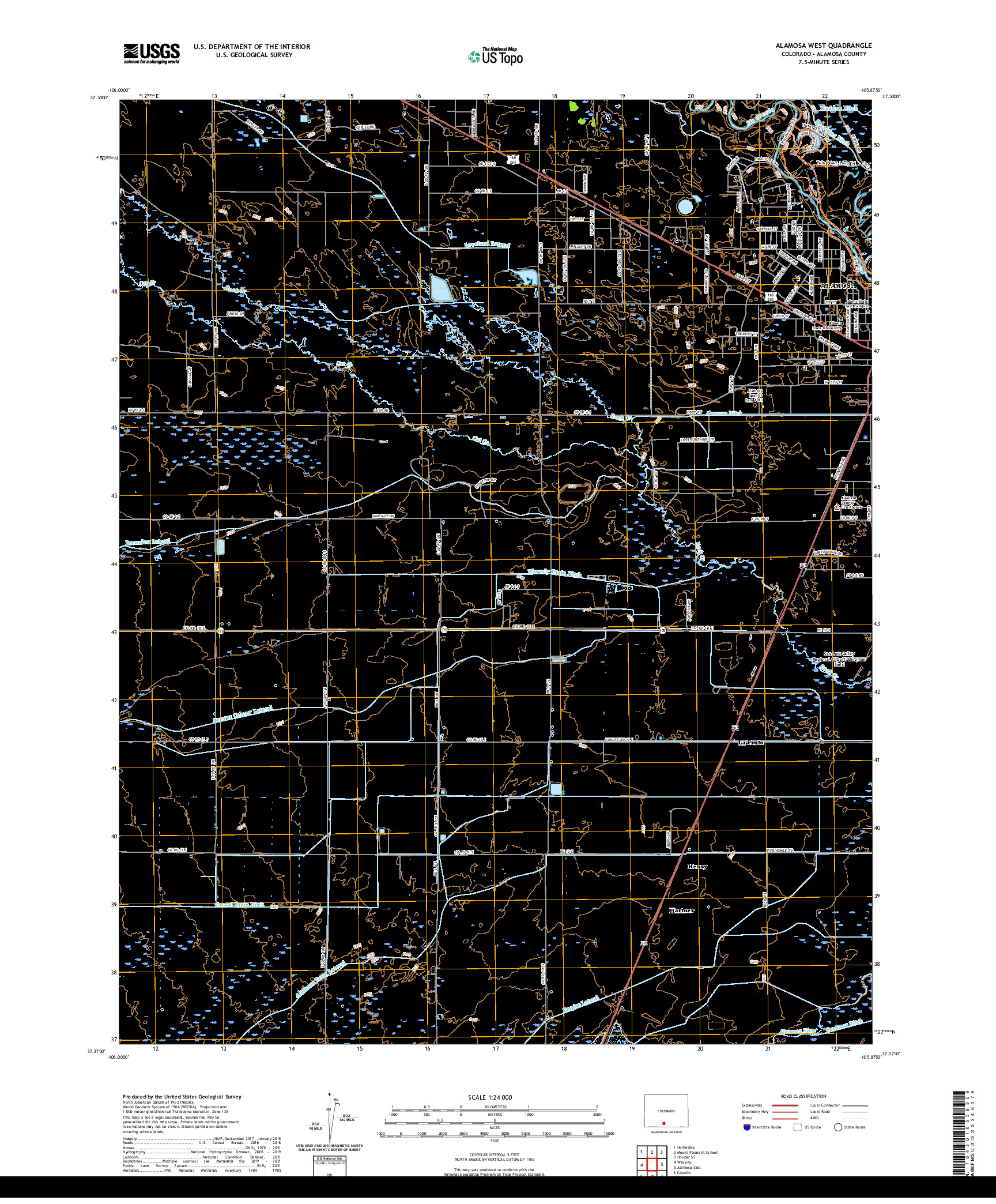 US TOPO 7.5-MINUTE MAP FOR ALAMOSA WEST, CO