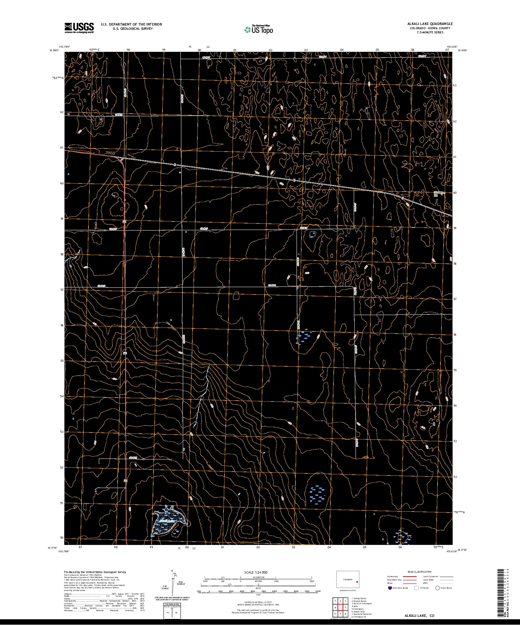 US TOPO 7.5-MINUTE MAP FOR ALKALI LAKE, CO