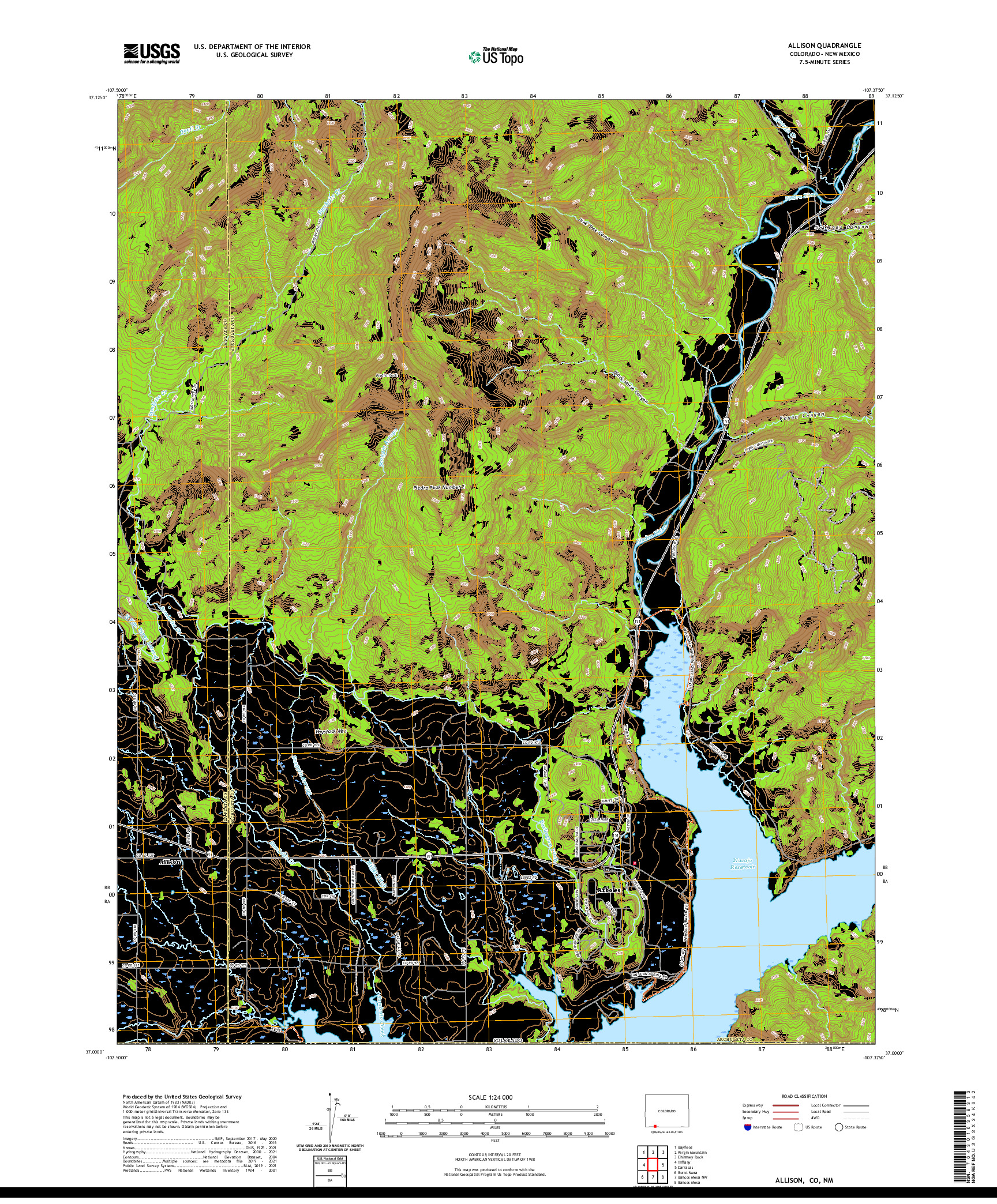 US TOPO 7.5-MINUTE MAP FOR ALLISON, CO,NM