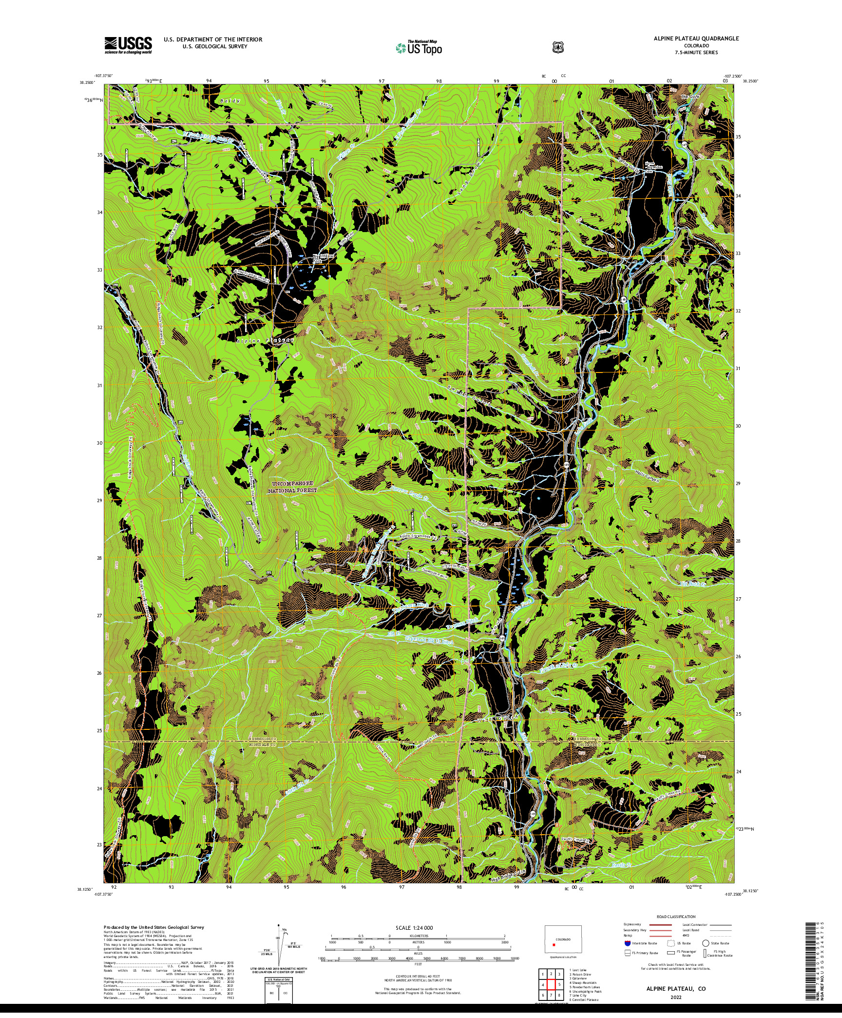 US TOPO 7.5-MINUTE MAP FOR ALPINE PLATEAU, CO