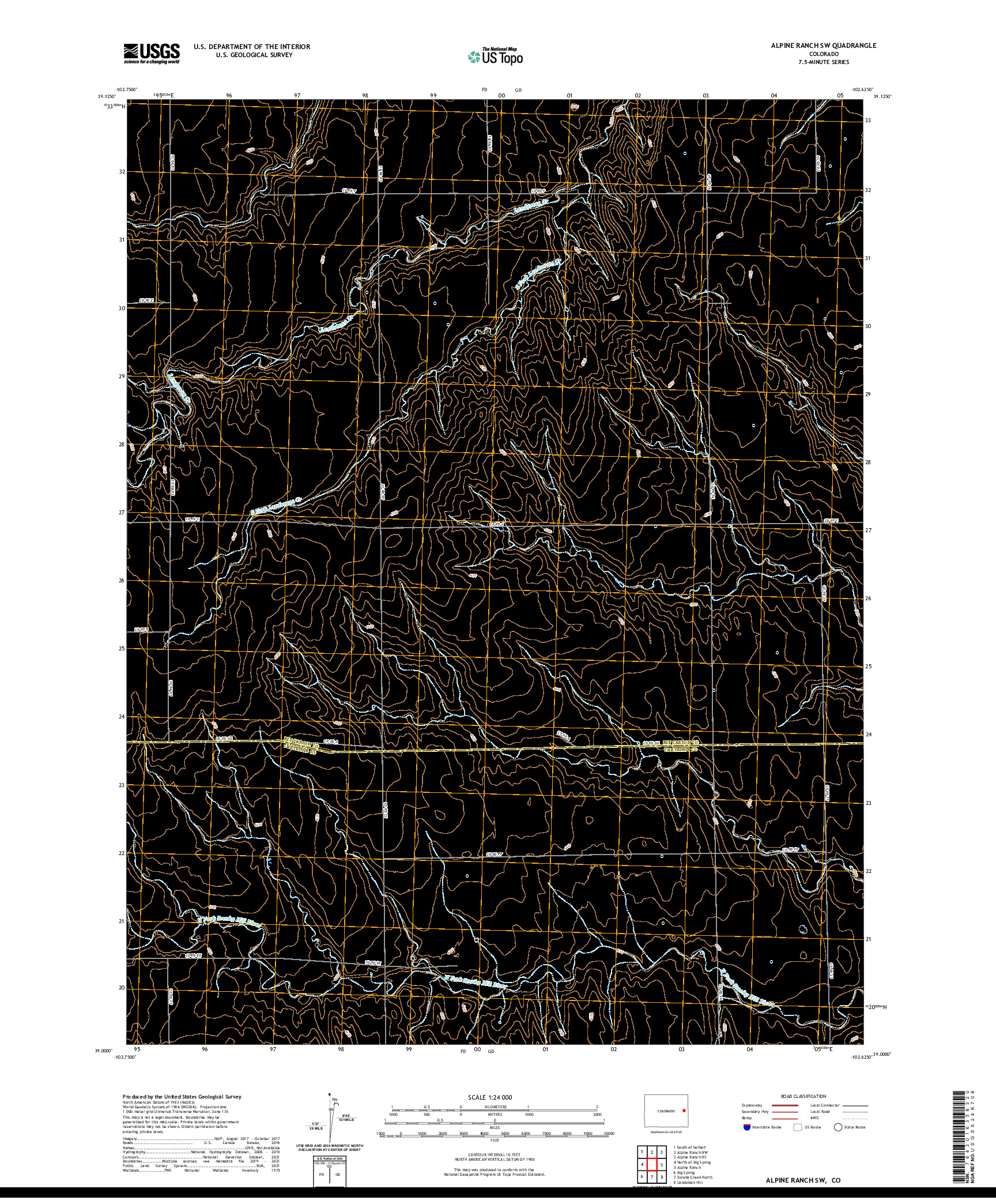 US TOPO 7.5-MINUTE MAP FOR ALPINE RANCH SW, CO