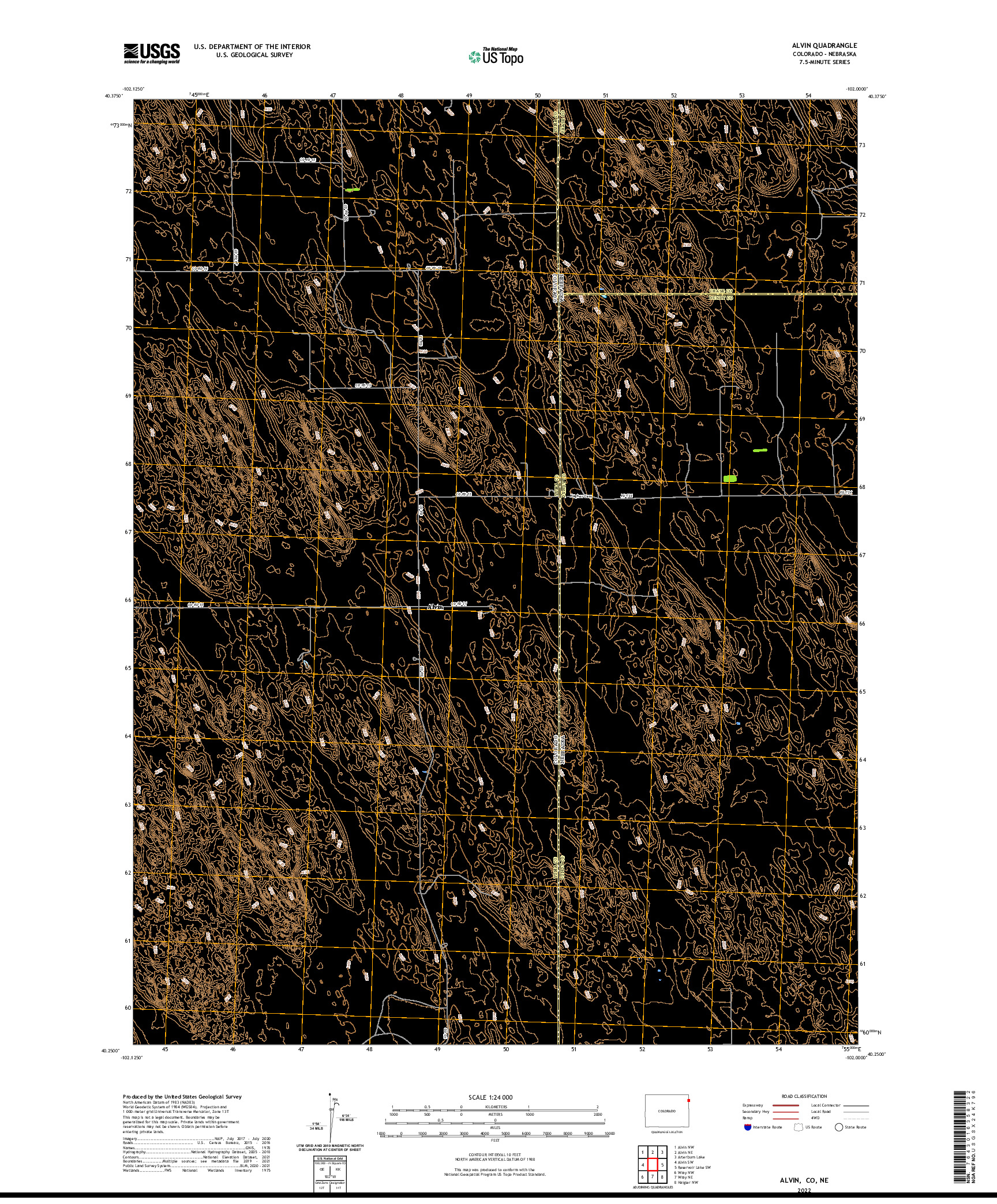 US TOPO 7.5-MINUTE MAP FOR ALVIN, CO,NE