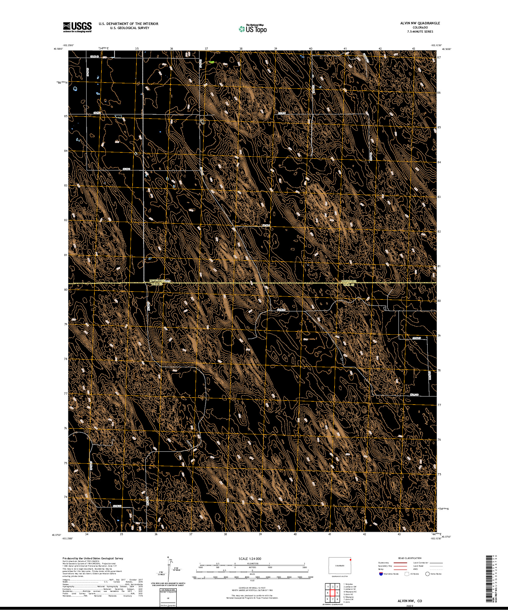 US TOPO 7.5-MINUTE MAP FOR ALVIN NW, CO