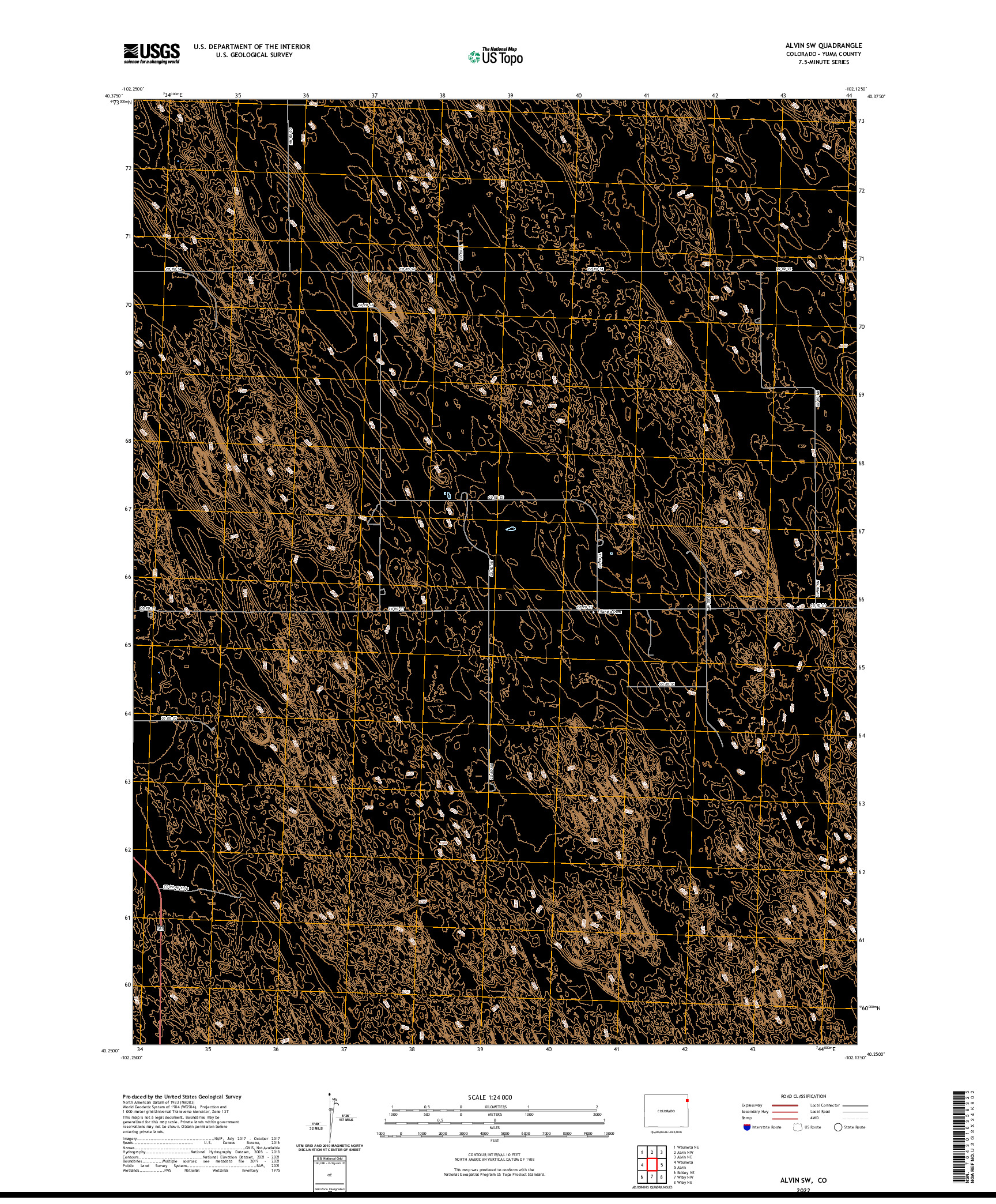 US TOPO 7.5-MINUTE MAP FOR ALVIN SW, CO