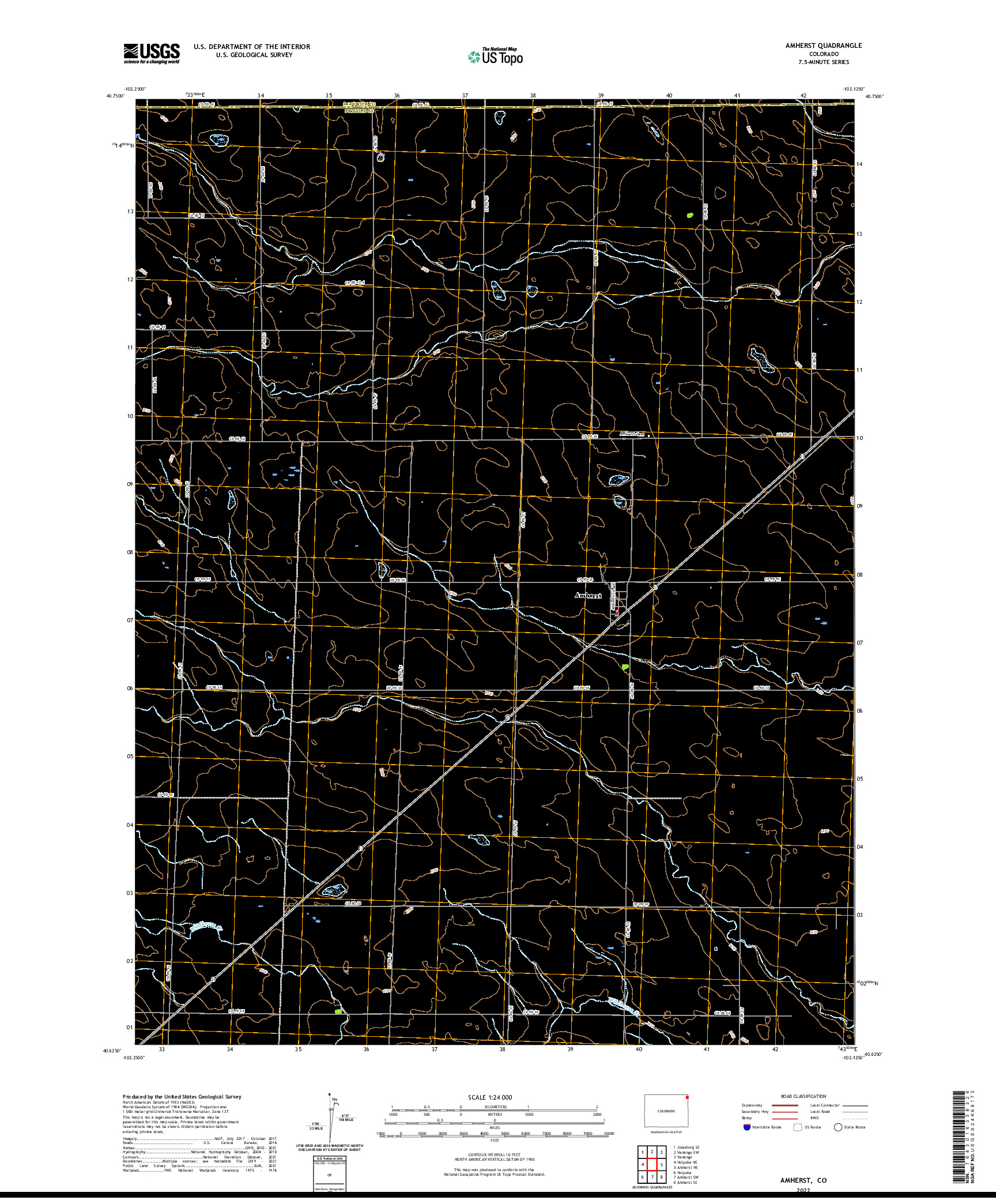 US TOPO 7.5-MINUTE MAP FOR AMHERST, CO