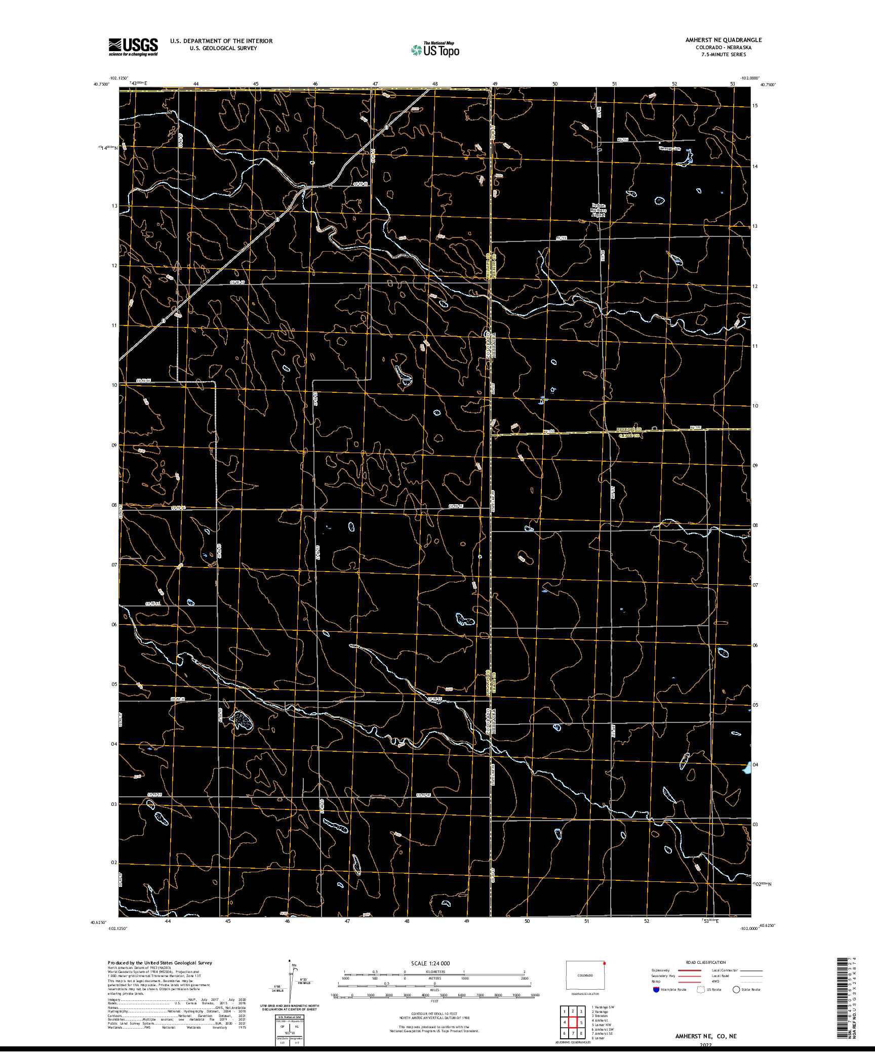 US TOPO 7.5-MINUTE MAP FOR AMHERST NE, CO,NE