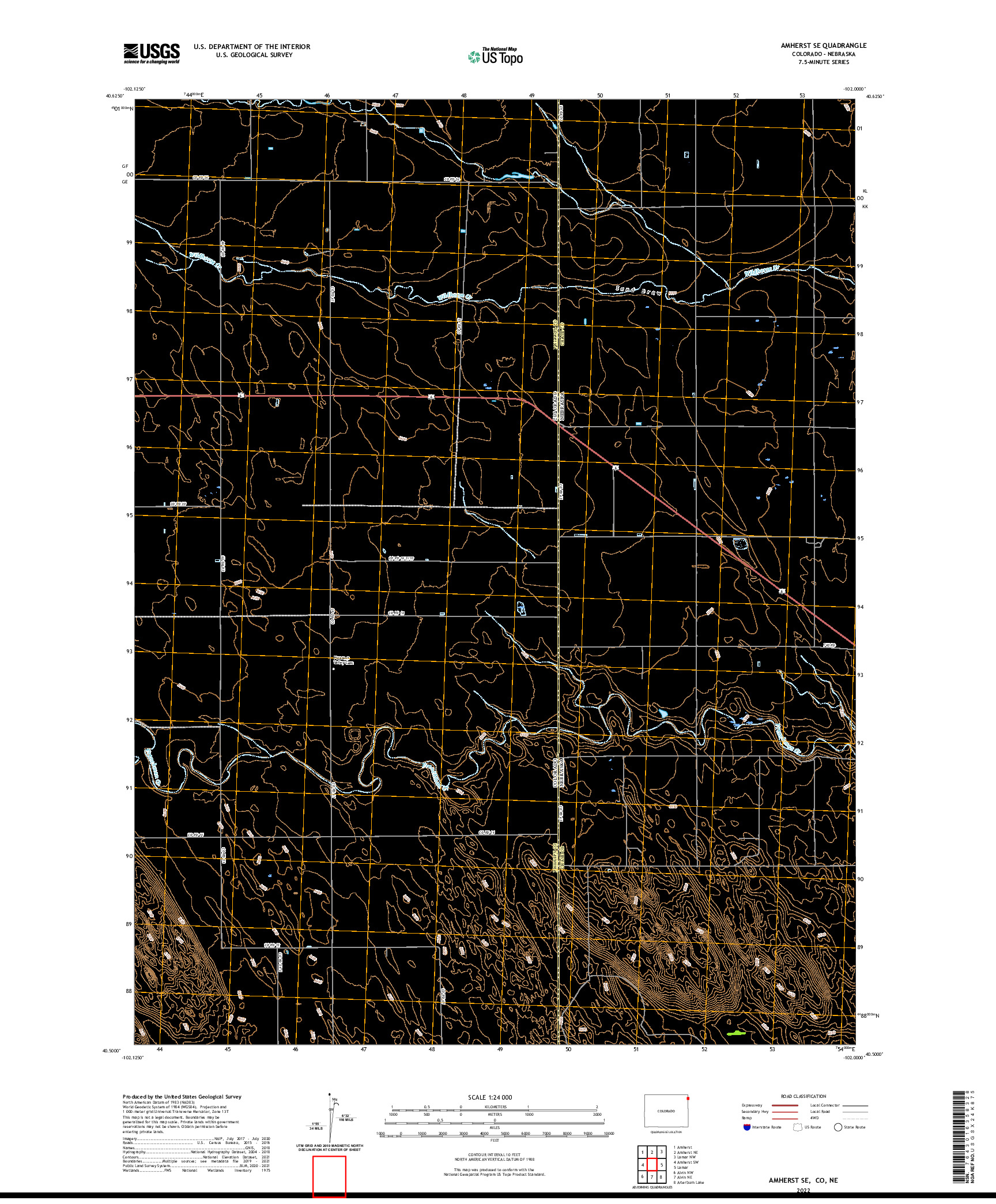 US TOPO 7.5-MINUTE MAP FOR AMHERST SE, CO,NE