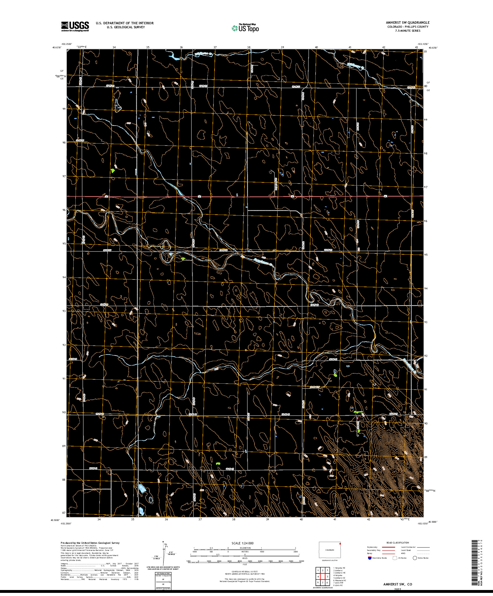 US TOPO 7.5-MINUTE MAP FOR AMHERST SW, CO