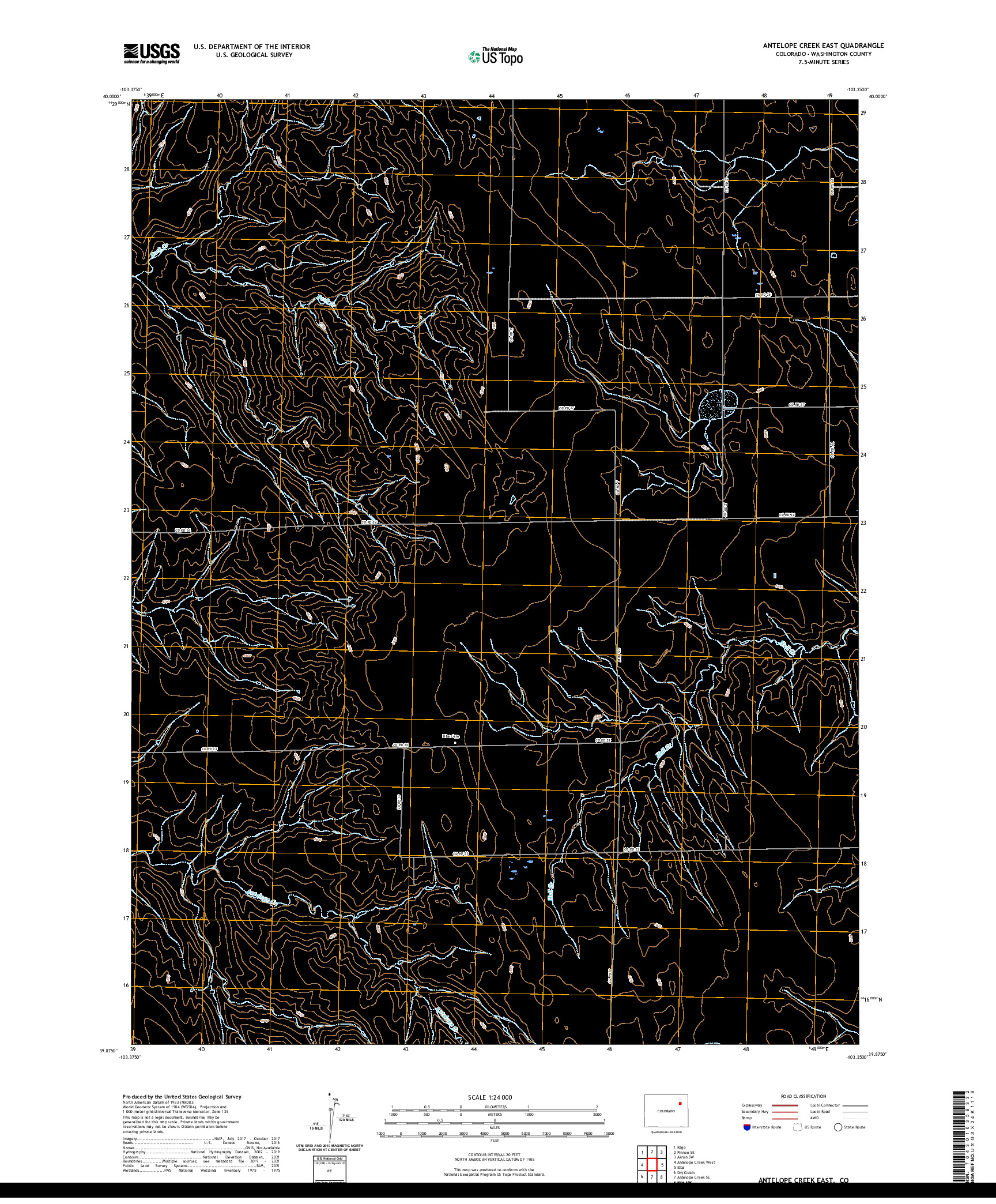 US TOPO 7.5-MINUTE MAP FOR ANTELOPE CREEK EAST, CO