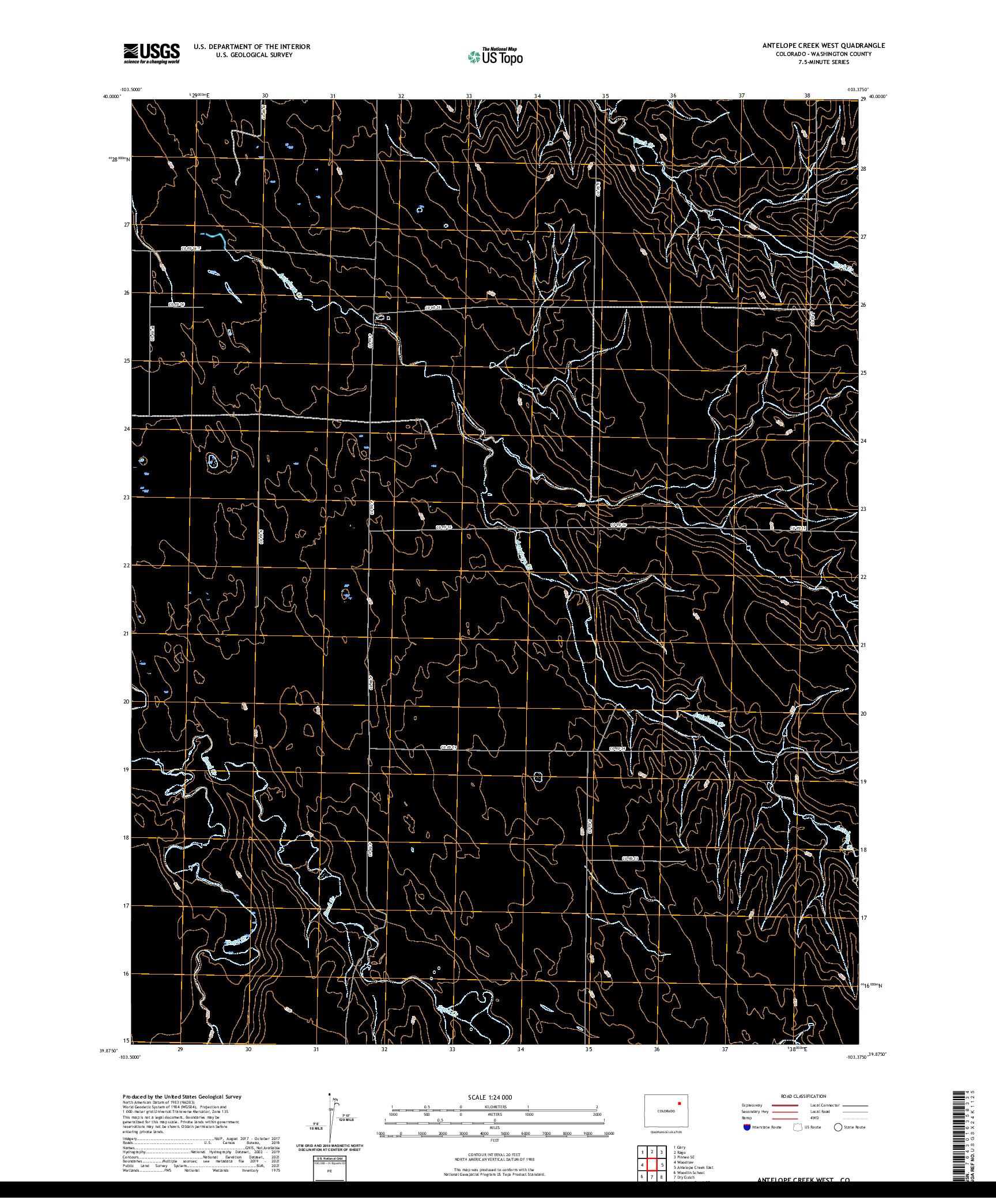 US TOPO 7.5-MINUTE MAP FOR ANTELOPE CREEK WEST, CO