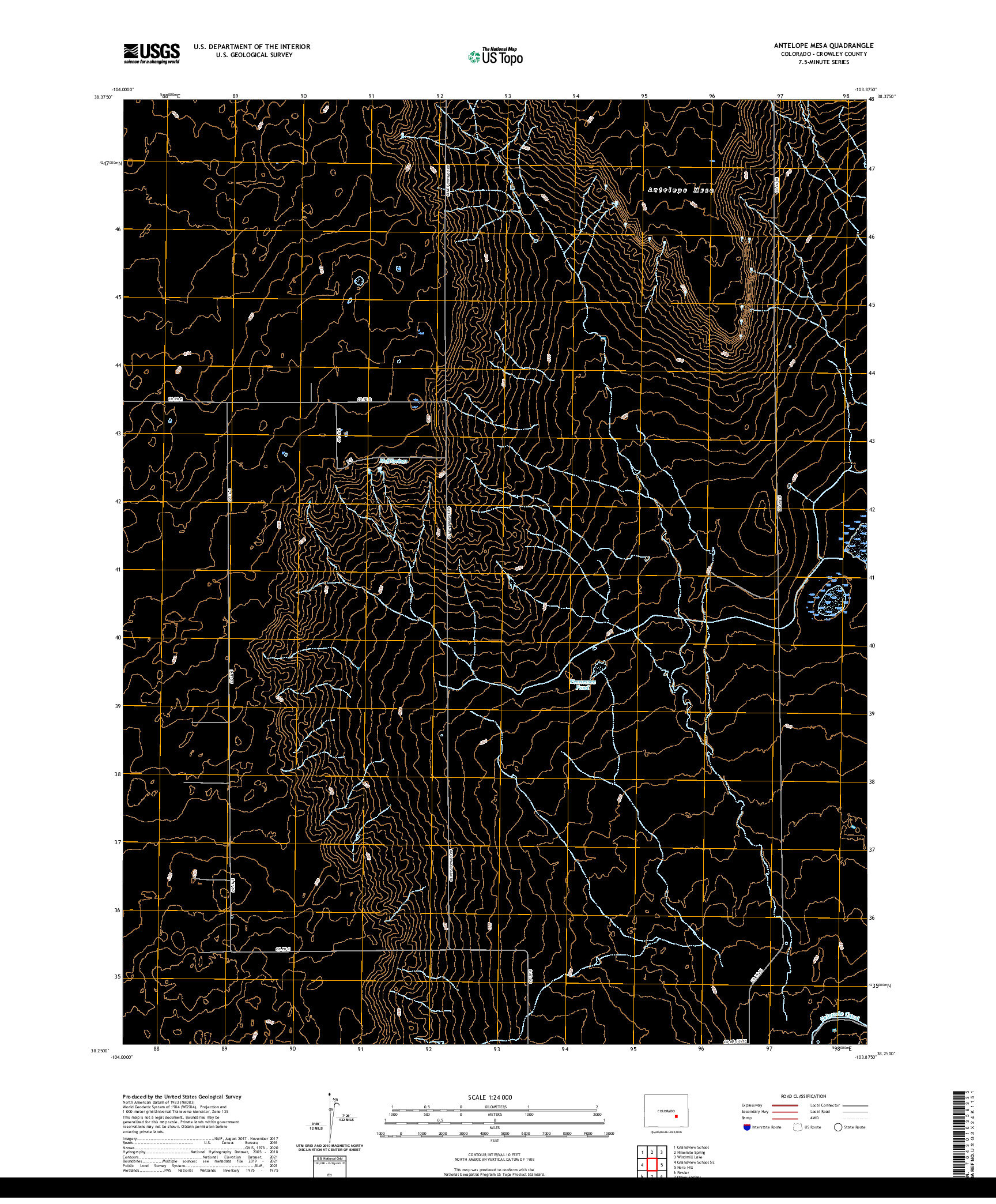 US TOPO 7.5-MINUTE MAP FOR ANTELOPE MESA, CO