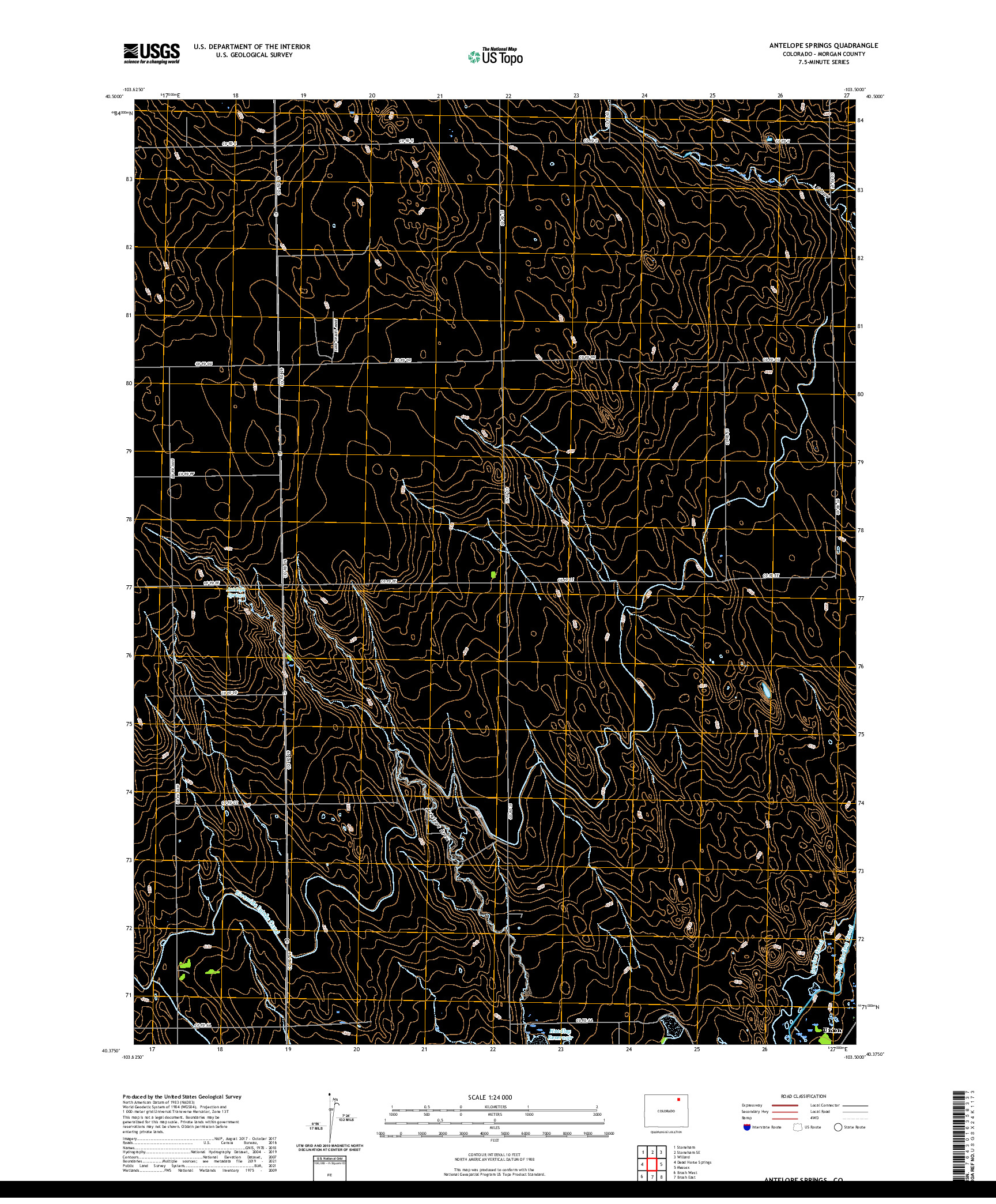 US TOPO 7.5-MINUTE MAP FOR ANTELOPE SPRINGS, CO