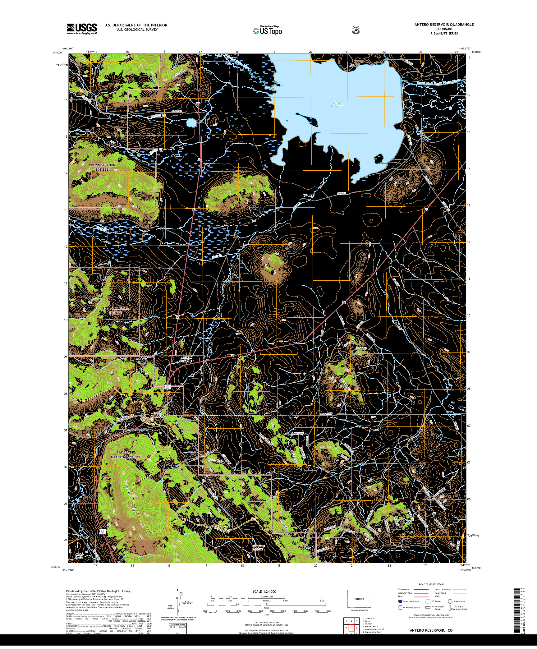 US TOPO 7.5-MINUTE MAP FOR ANTERO RESERVOIR, CO