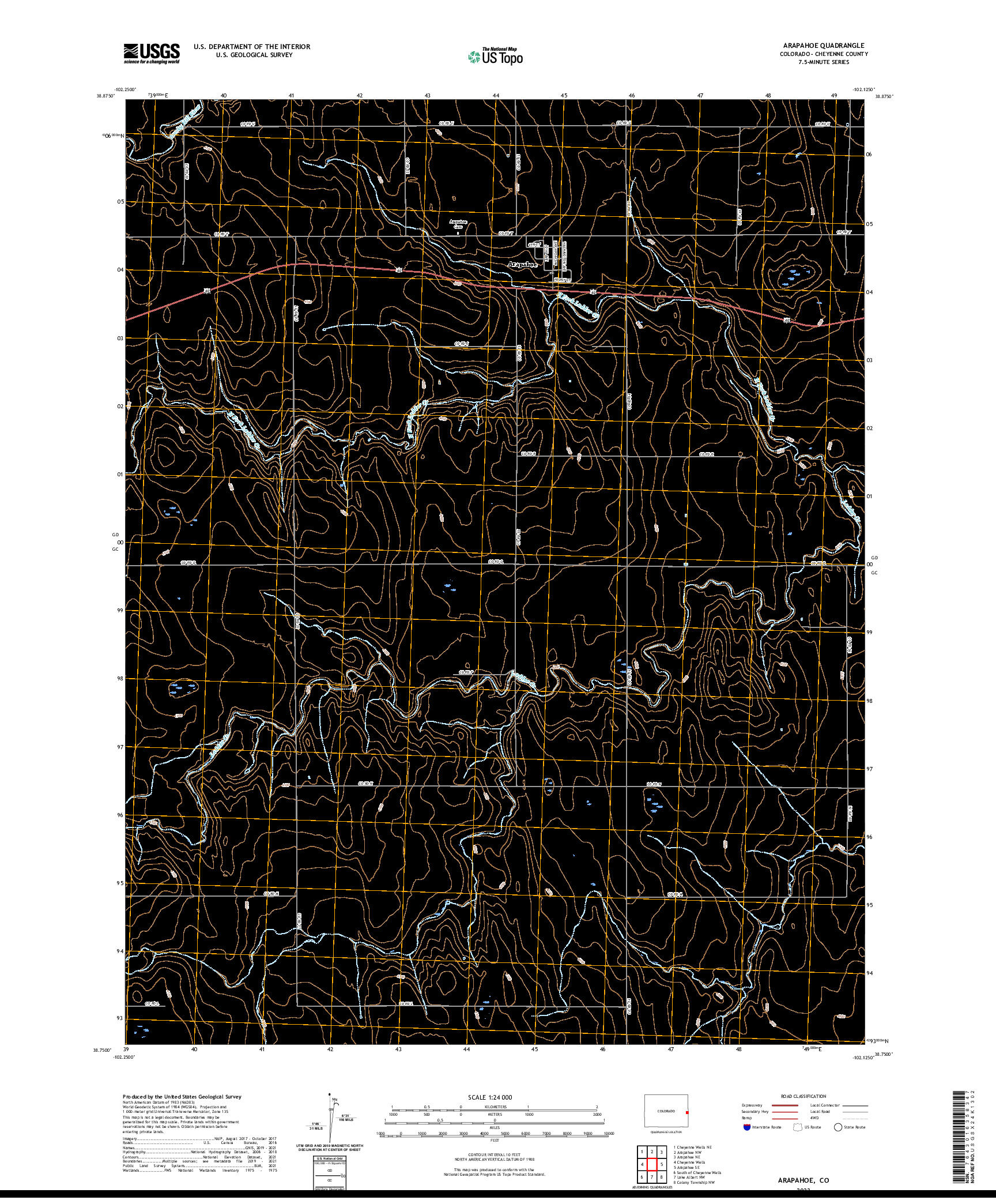 US TOPO 7.5-MINUTE MAP FOR ARAPAHOE, CO