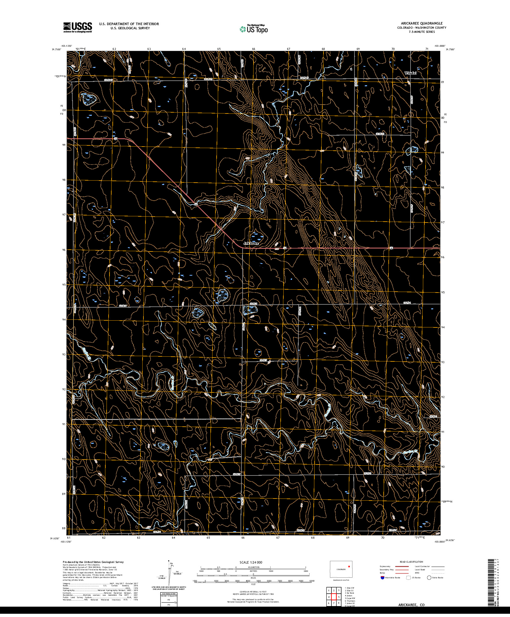 US TOPO 7.5-MINUTE MAP FOR ARICKAREE, CO