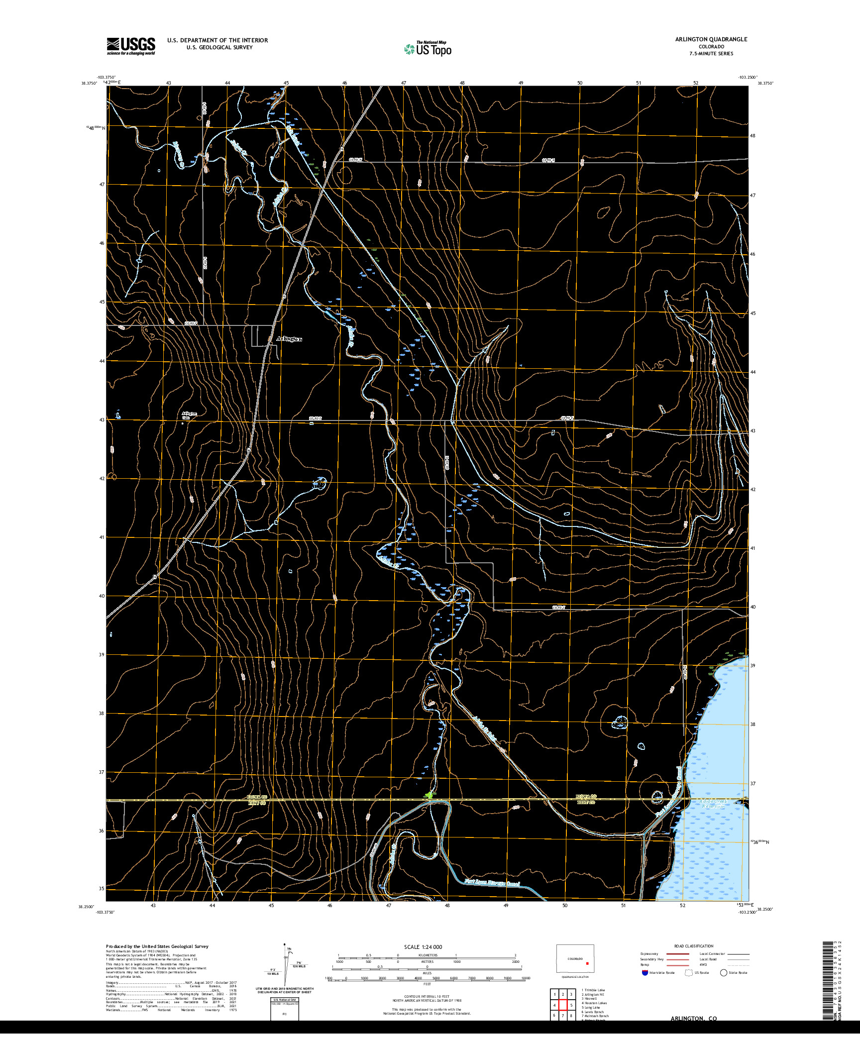 US TOPO 7.5-MINUTE MAP FOR ARLINGTON, CO