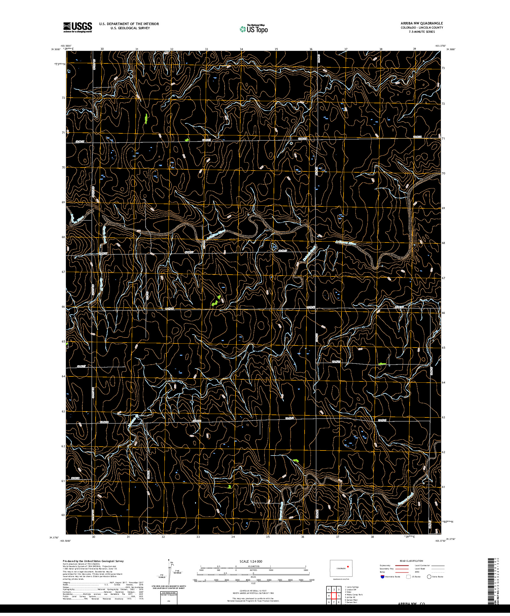 US TOPO 7.5-MINUTE MAP FOR ARRIBA NW, CO