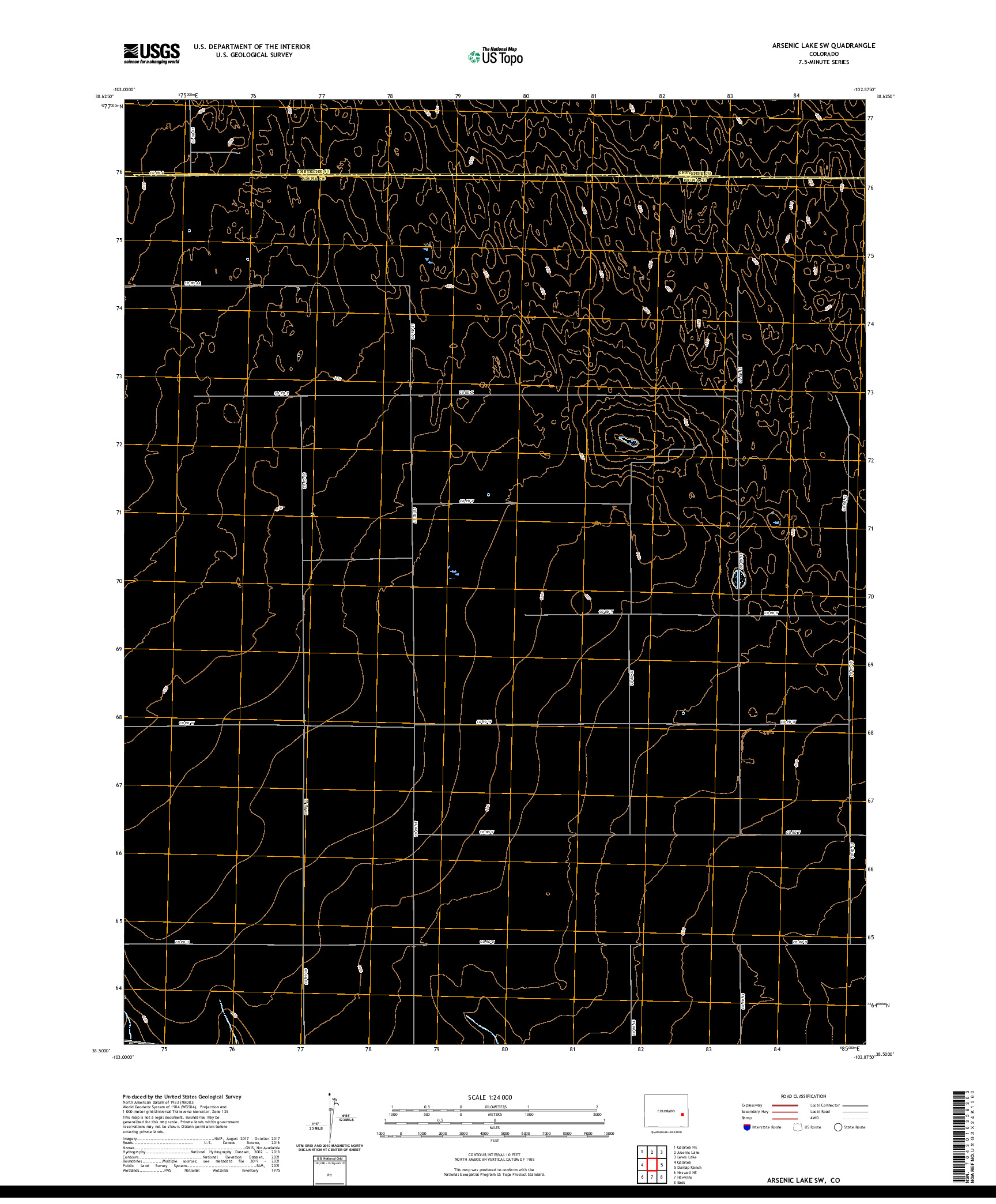 US TOPO 7.5-MINUTE MAP FOR ARSENIC LAKE SW, CO