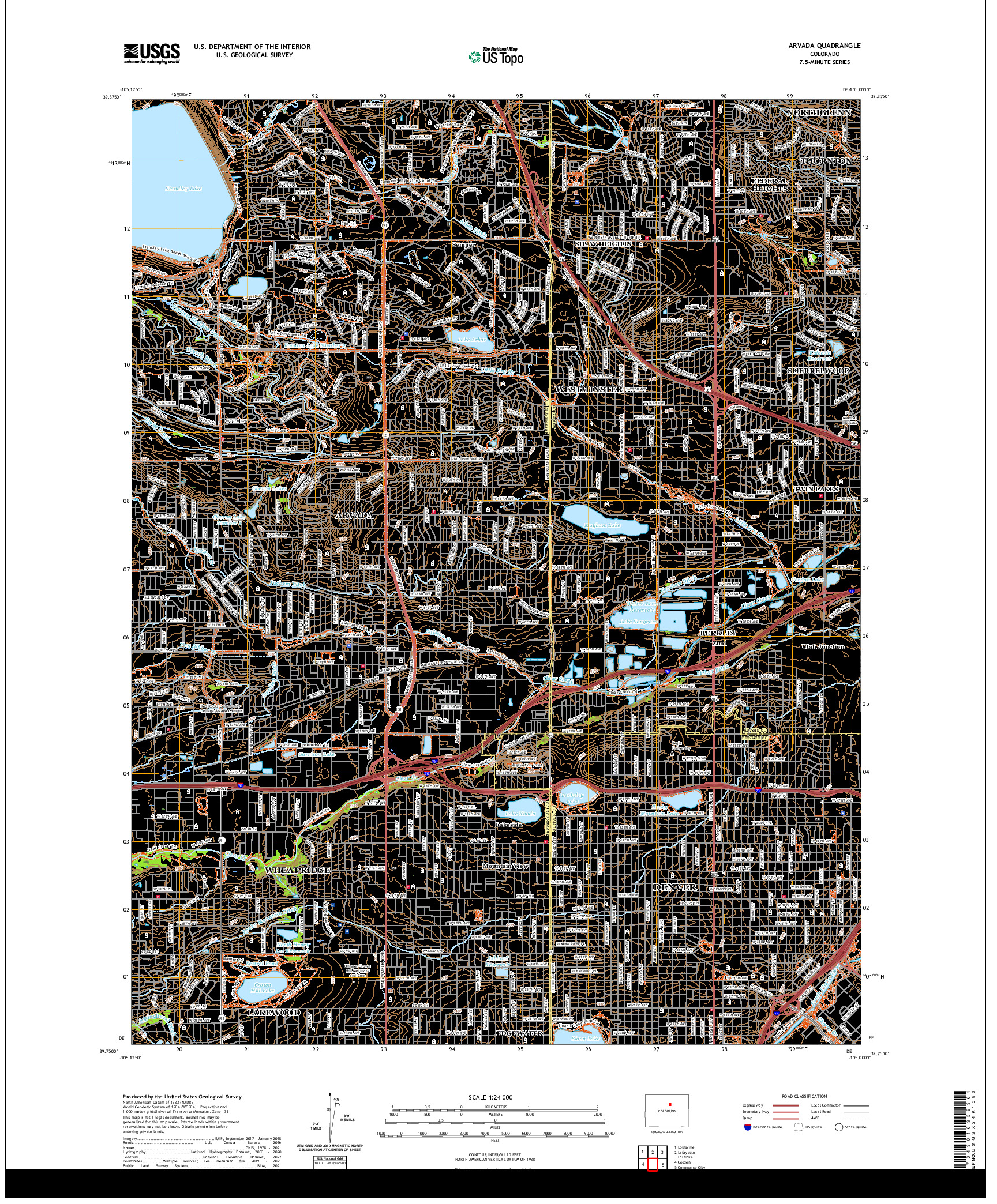 US TOPO 7.5-MINUTE MAP FOR ARVADA, CO