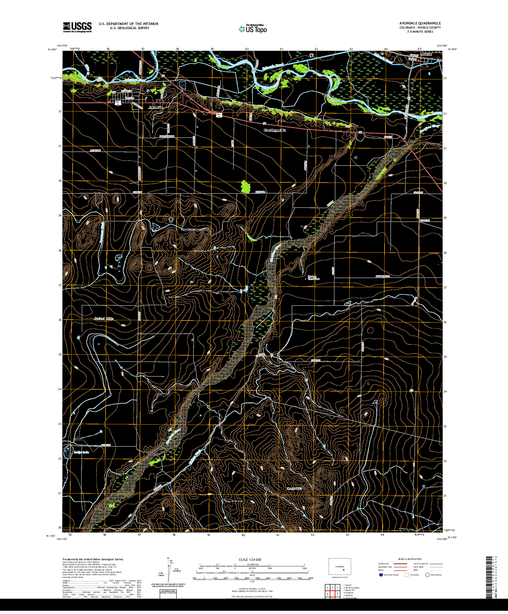 US TOPO 7.5-MINUTE MAP FOR AVONDALE, CO