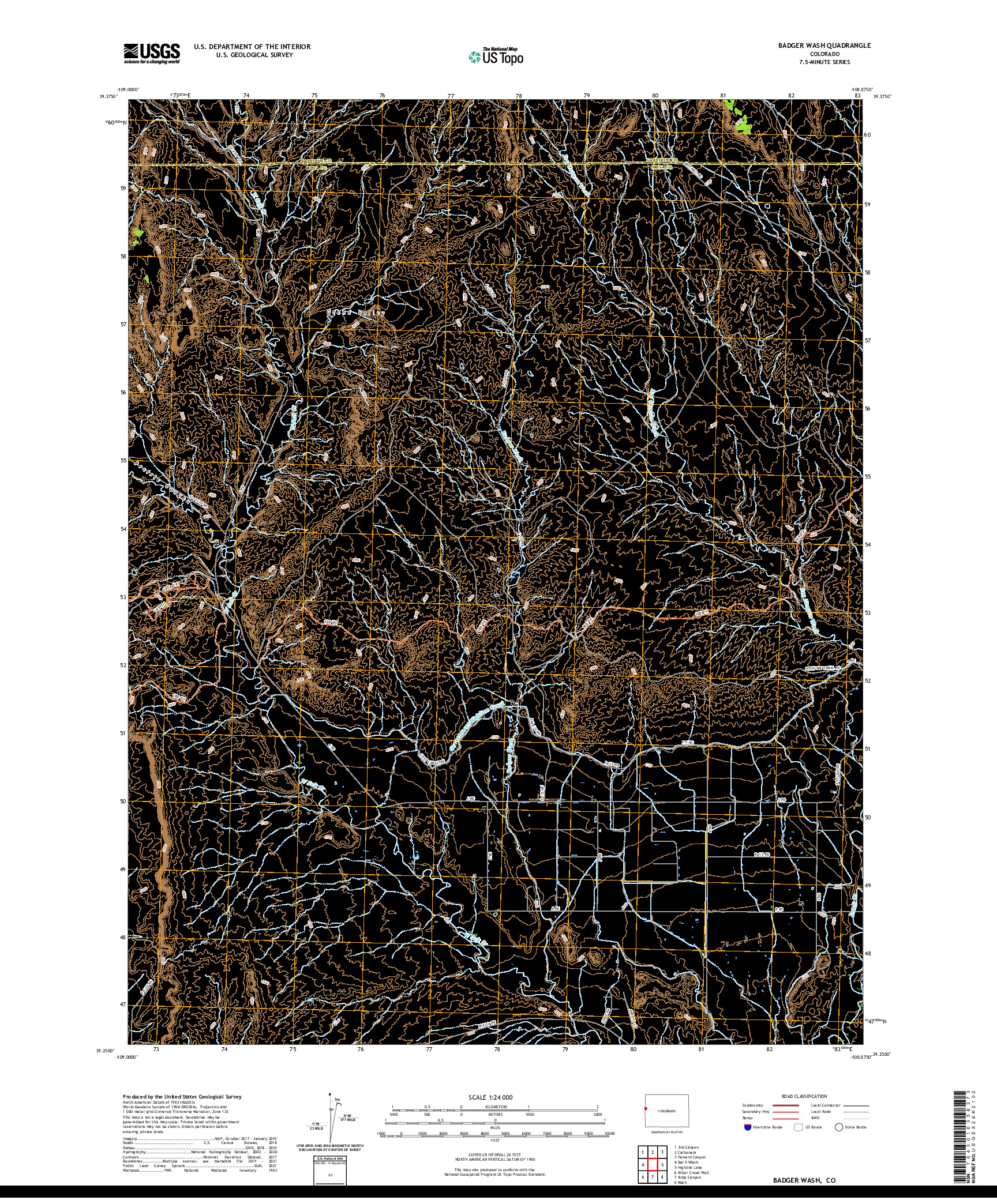 US TOPO 7.5-MINUTE MAP FOR BADGER WASH, CO