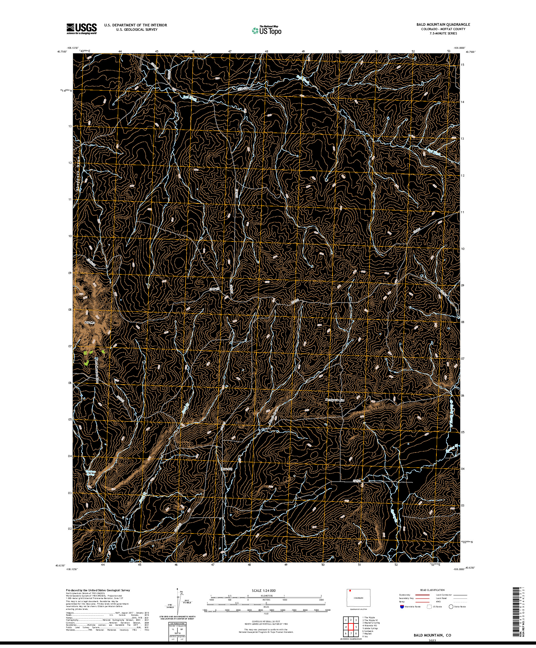 US TOPO 7.5-MINUTE MAP FOR BALD MOUNTAIN, CO