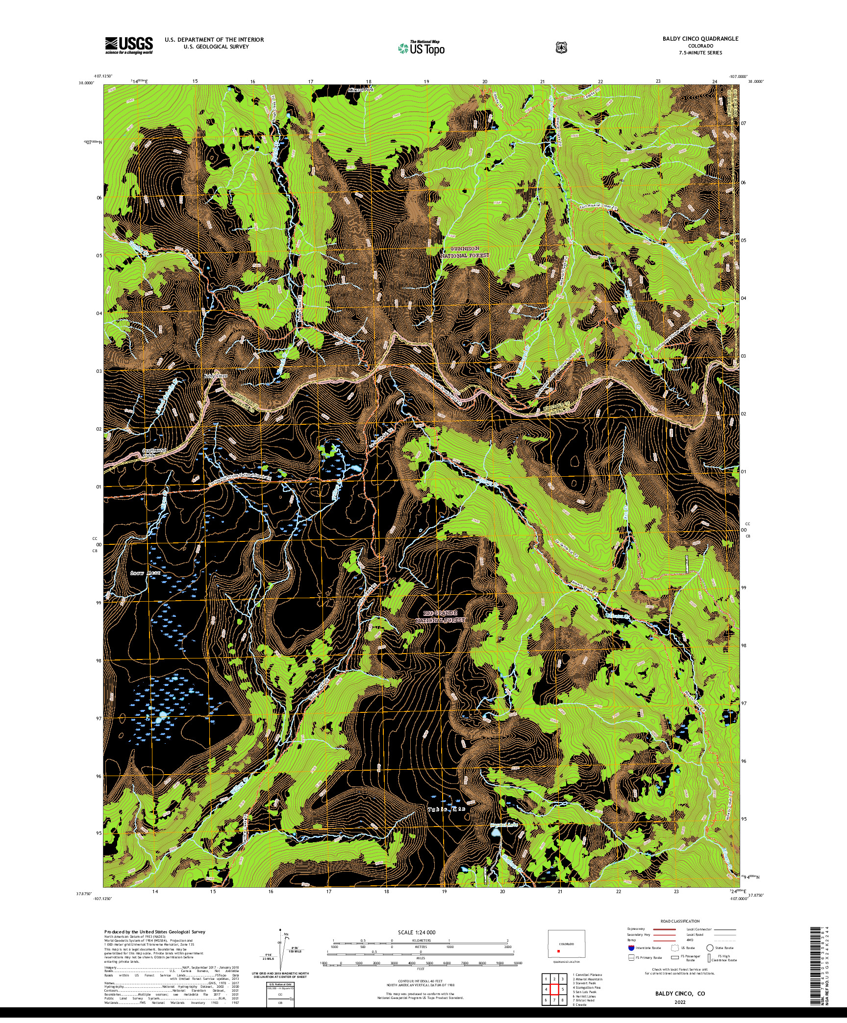 US TOPO 7.5-MINUTE MAP FOR BALDY CINCO, CO