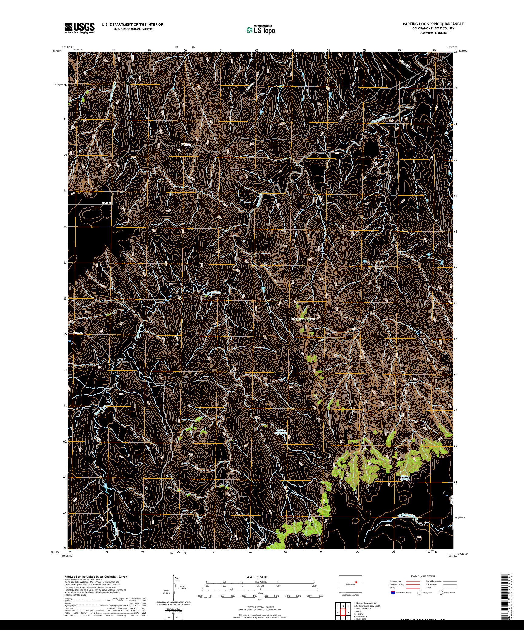 US TOPO 7.5-MINUTE MAP FOR BARKING DOG SPRING, CO