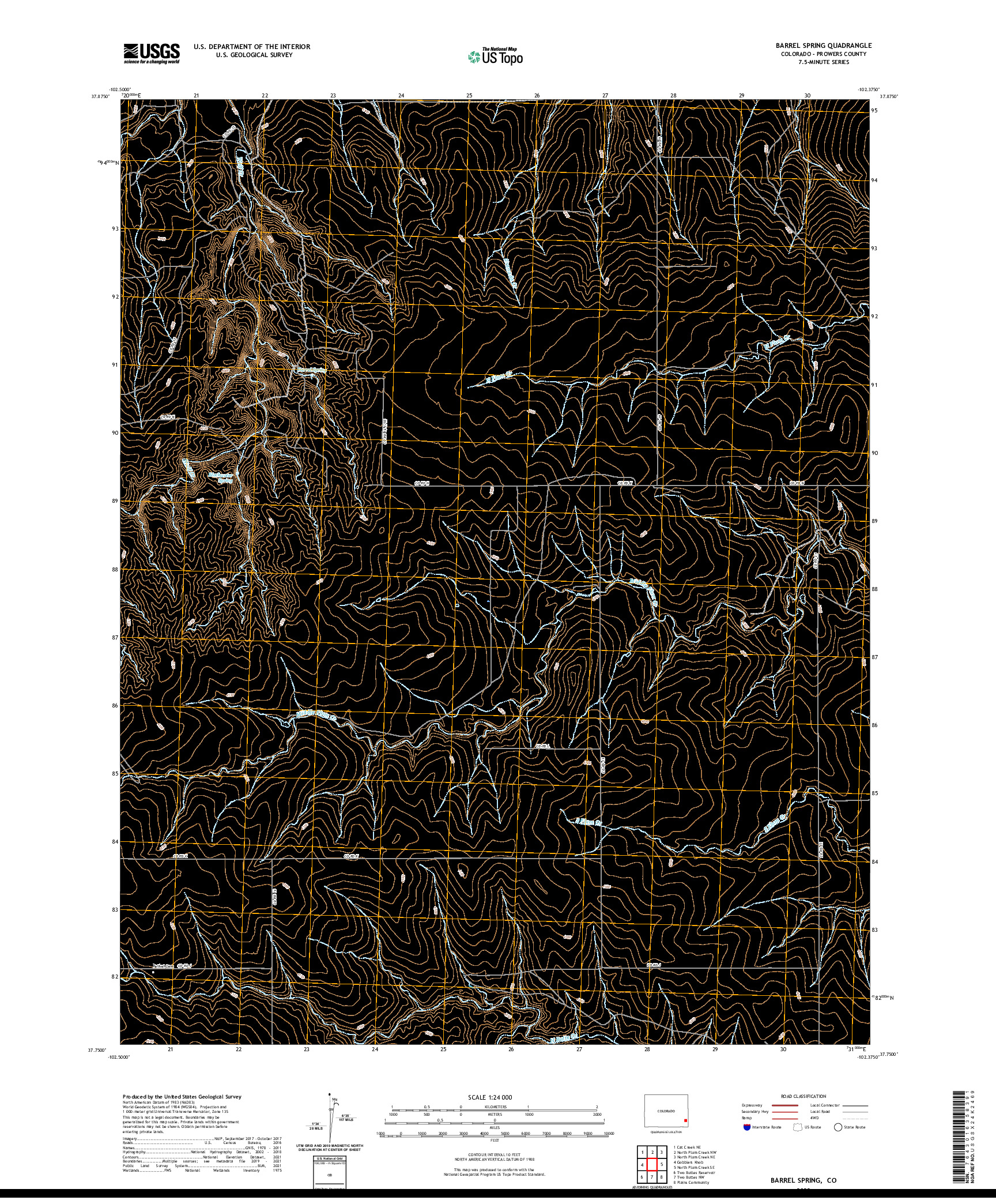 US TOPO 7.5-MINUTE MAP FOR BARREL SPRING, CO