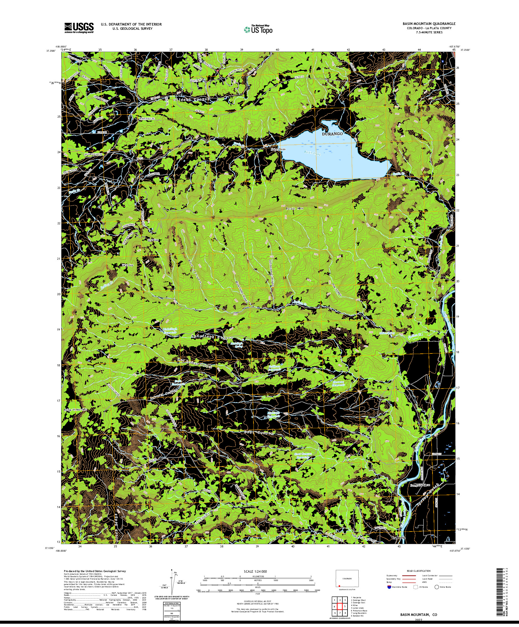 US TOPO 7.5-MINUTE MAP FOR BASIN MOUNTAIN, CO