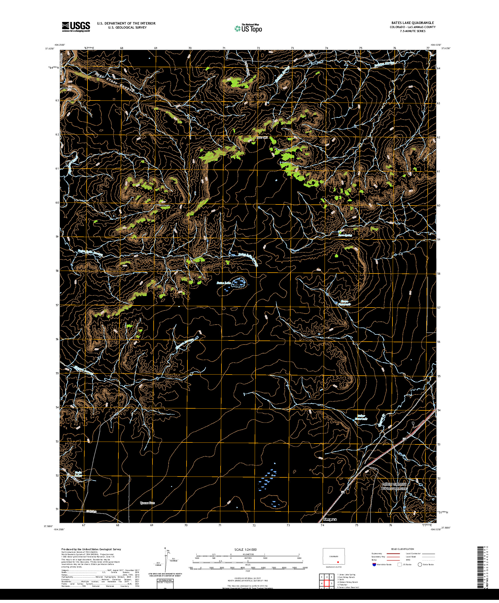 US TOPO 7.5-MINUTE MAP FOR BATES LAKE, CO