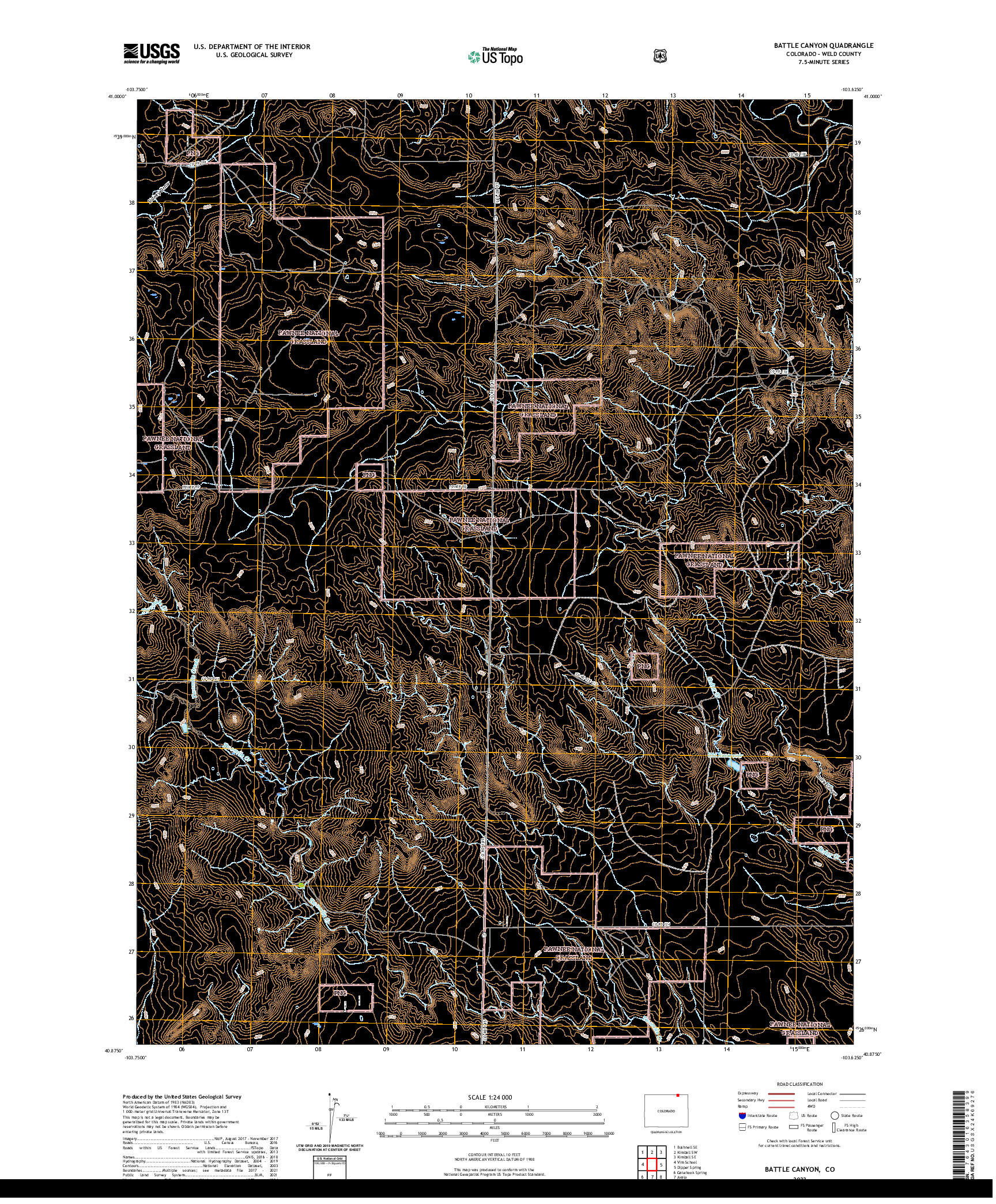US TOPO 7.5-MINUTE MAP FOR BATTLE CANYON, CO