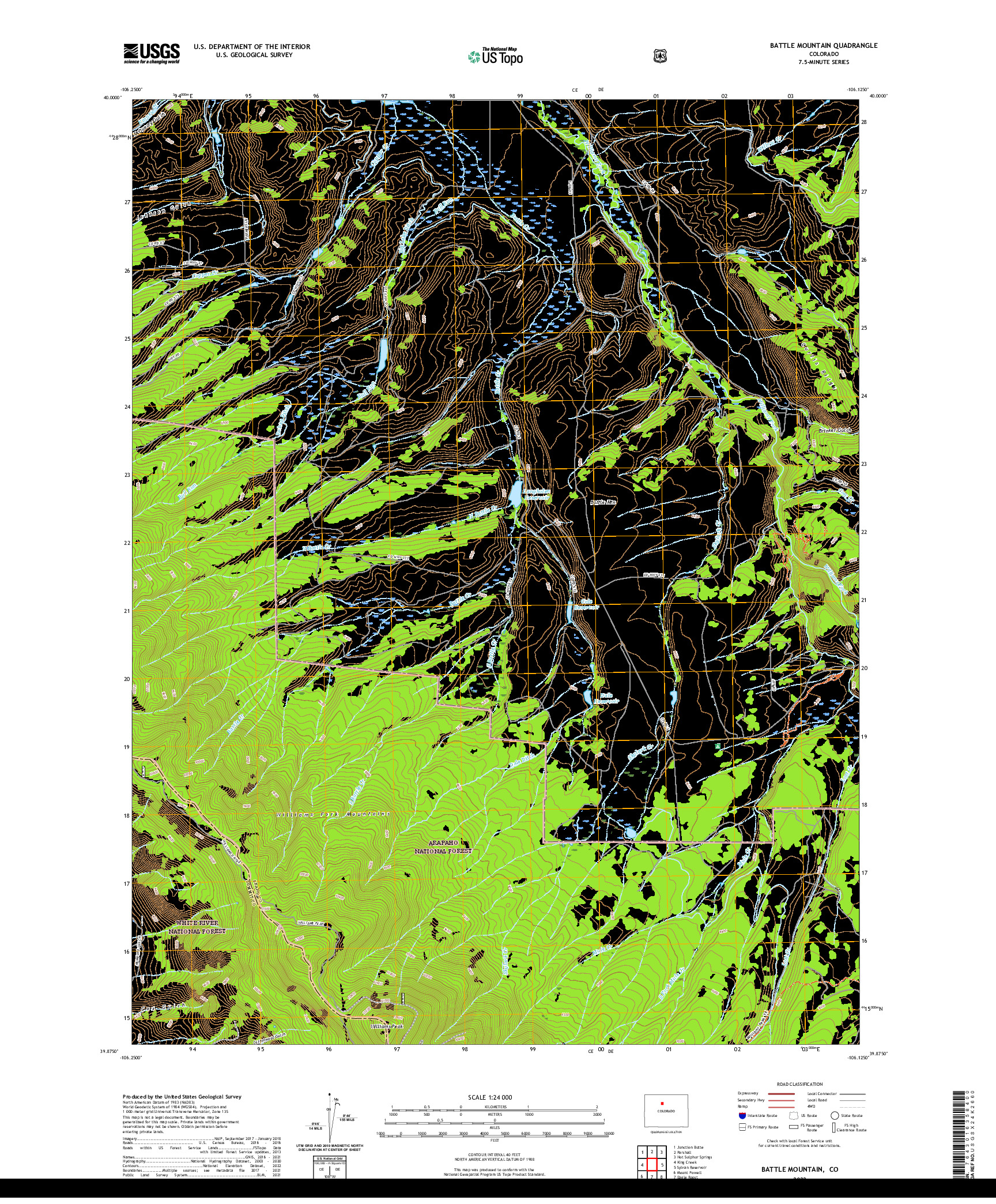 US TOPO 7.5-MINUTE MAP FOR BATTLE MOUNTAIN, CO