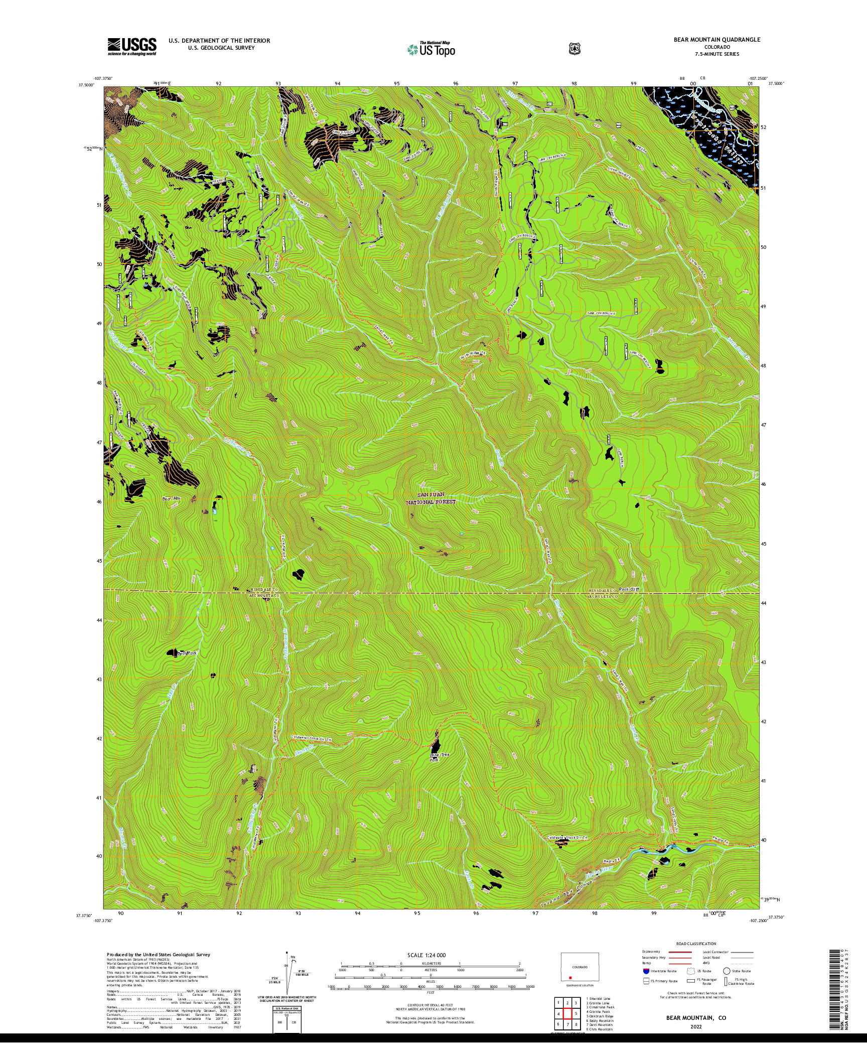 US TOPO 7.5-MINUTE MAP FOR BEAR MOUNTAIN, CO