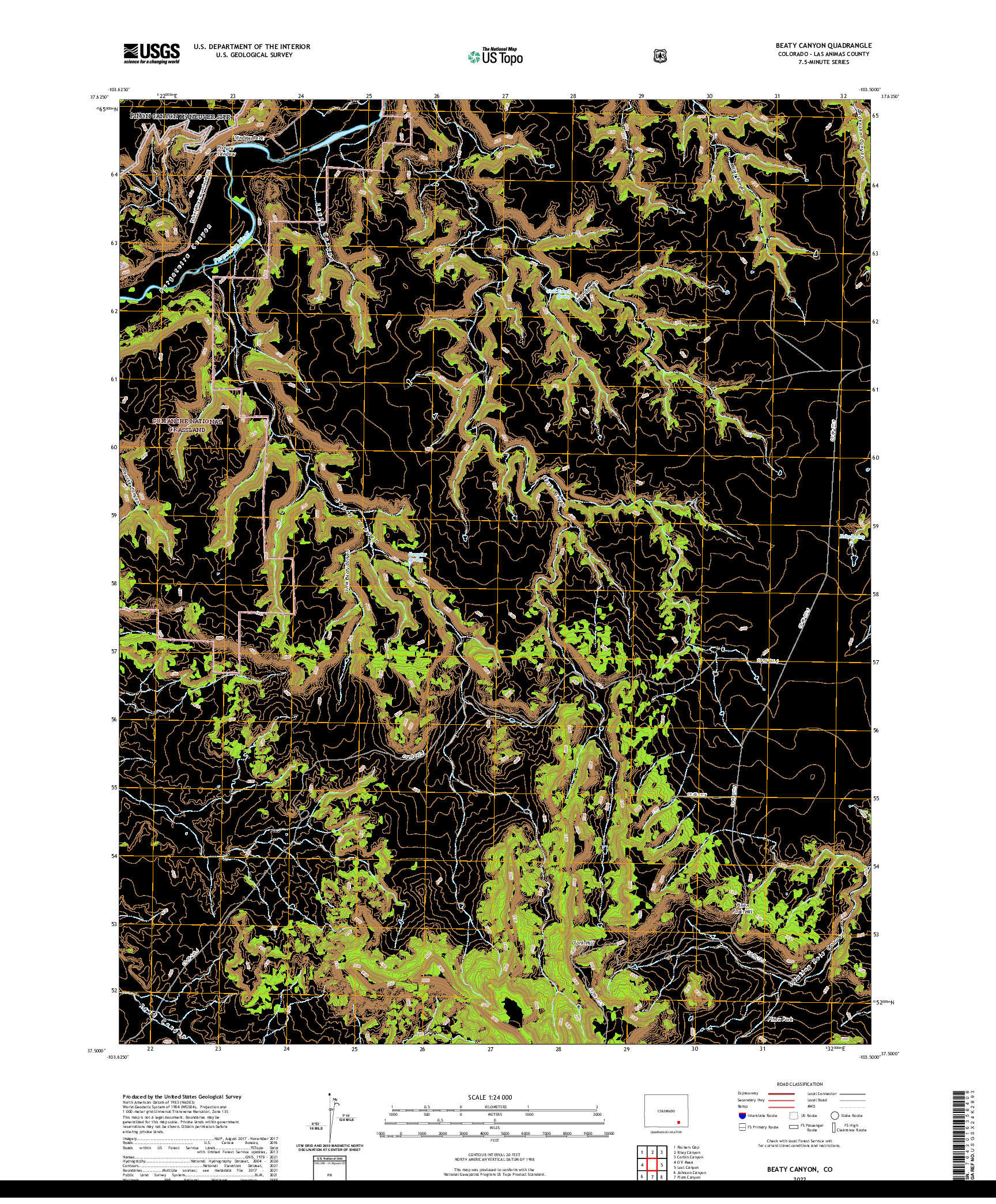 US TOPO 7.5-MINUTE MAP FOR BEATY CANYON, CO