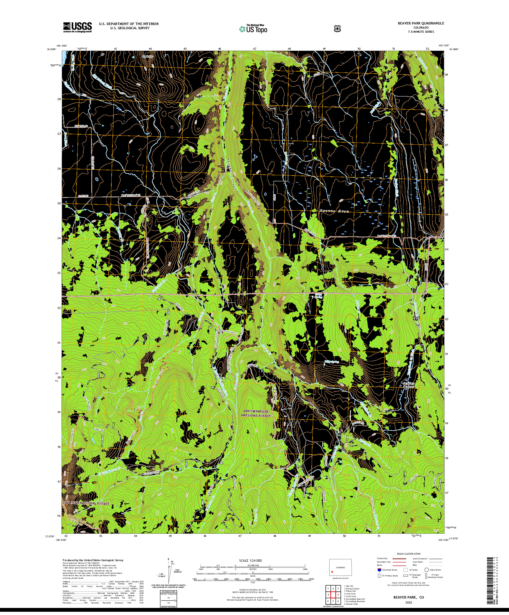 US TOPO 7.5-MINUTE MAP FOR BEAVER PARK, CO