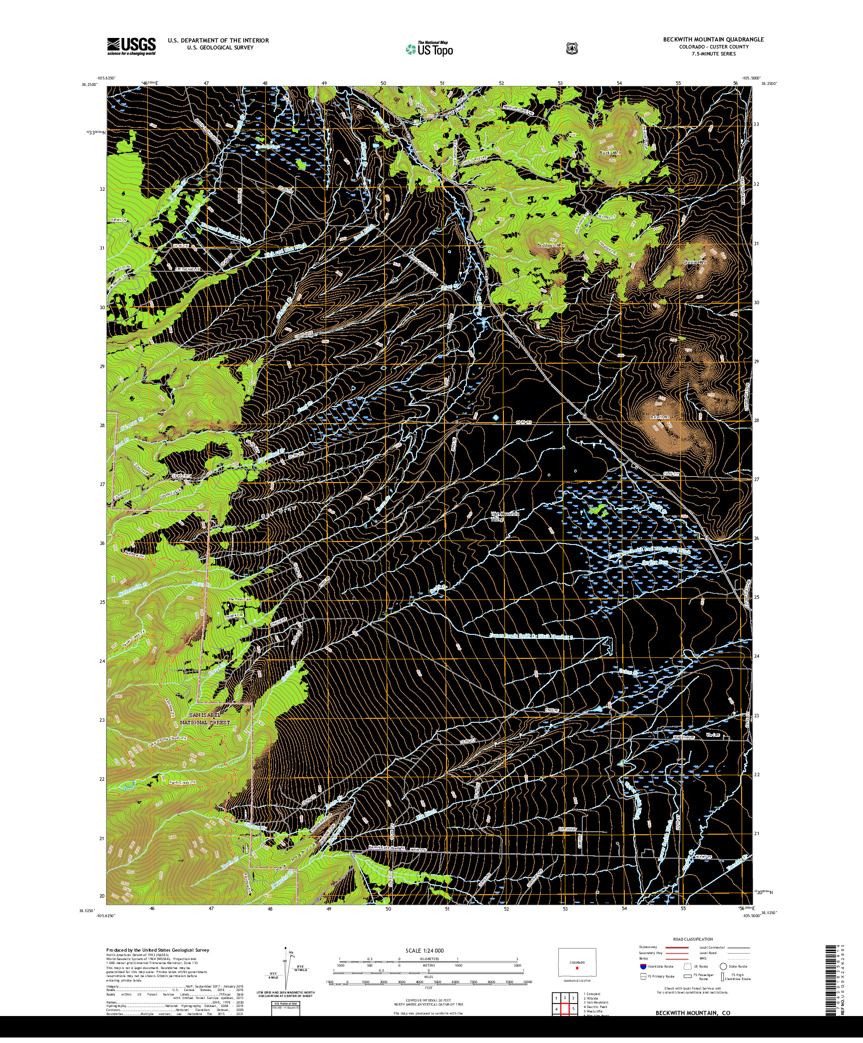 US TOPO 7.5-MINUTE MAP FOR BECKWITH MOUNTAIN, CO