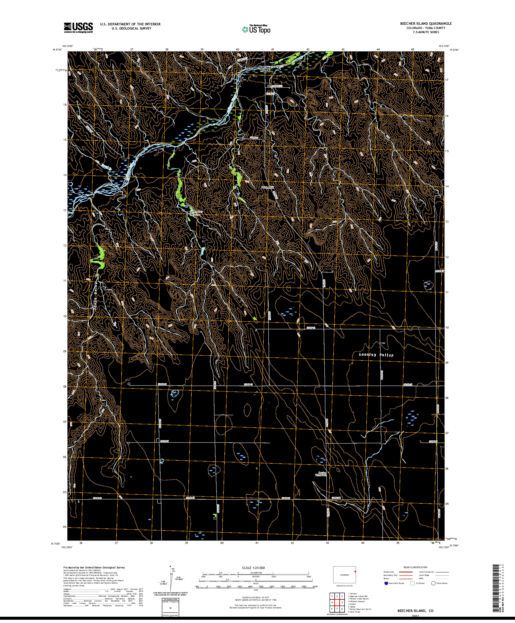US TOPO 7.5-MINUTE MAP FOR BEECHER ISLAND, CO