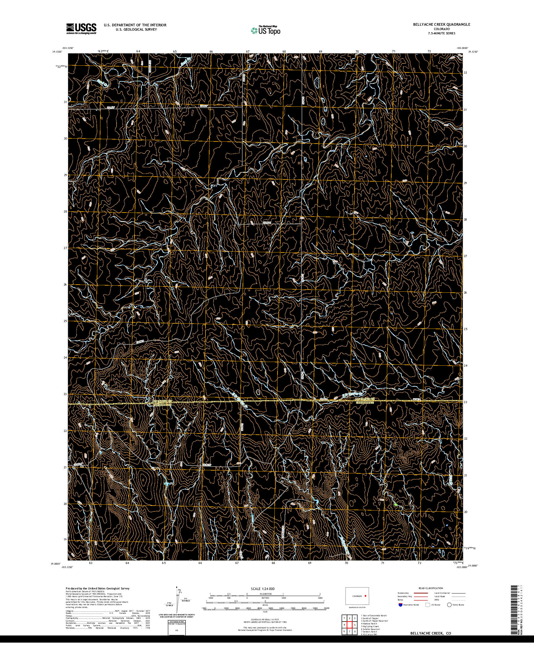 US TOPO 7.5-MINUTE MAP FOR BELLYACHE CREEK, CO