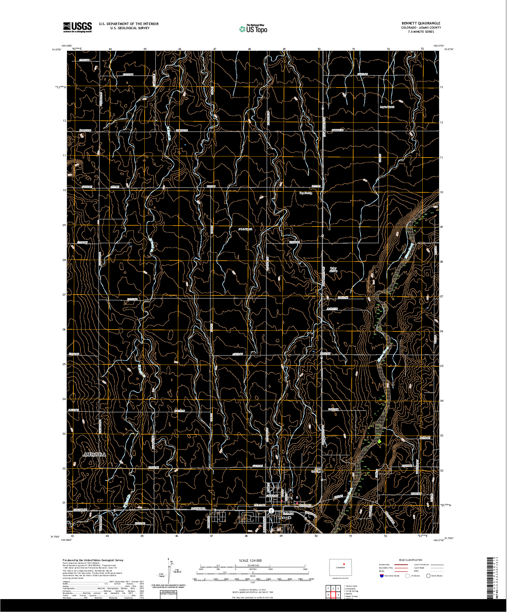 US TOPO 7.5-MINUTE MAP FOR BENNETT, CO