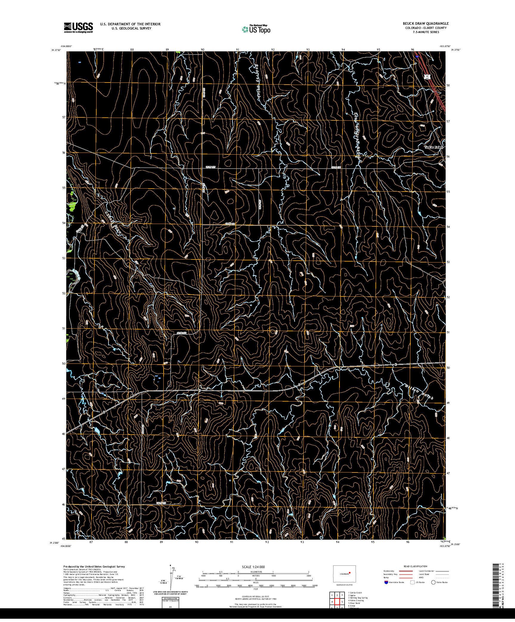 US TOPO 7.5-MINUTE MAP FOR BEUCK DRAW, CO