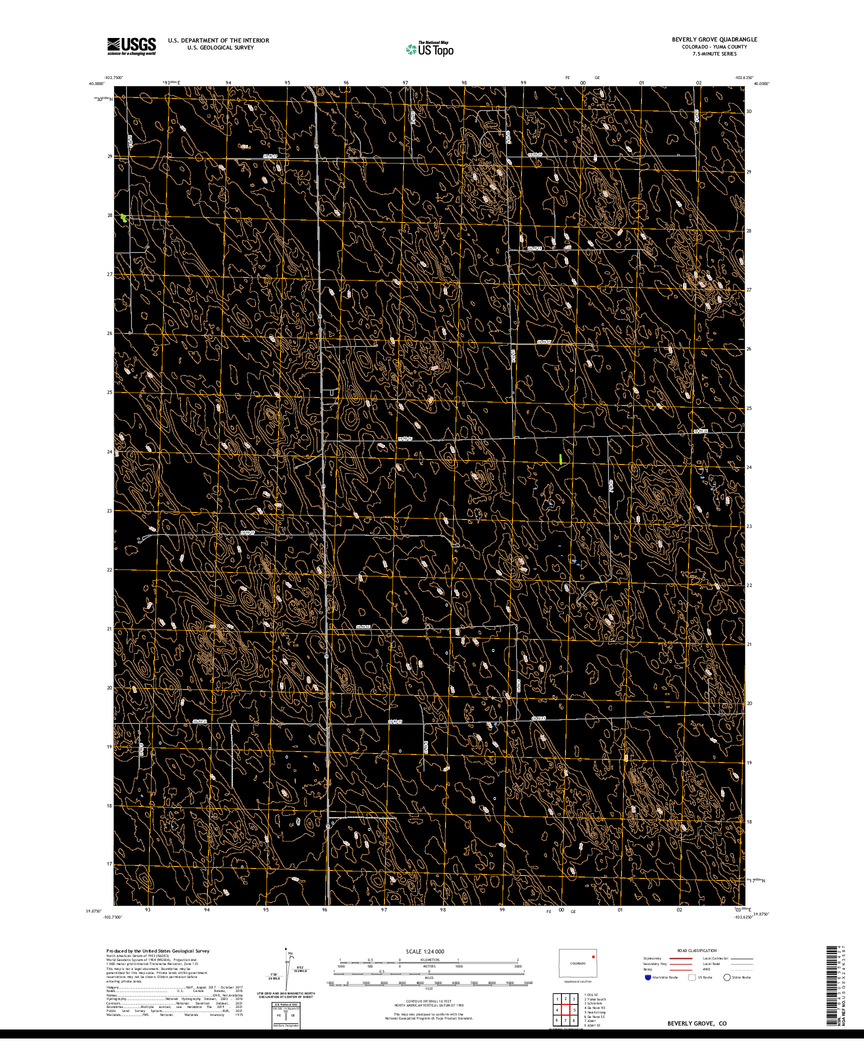 US TOPO 7.5-MINUTE MAP FOR BEVERLY GROVE, CO