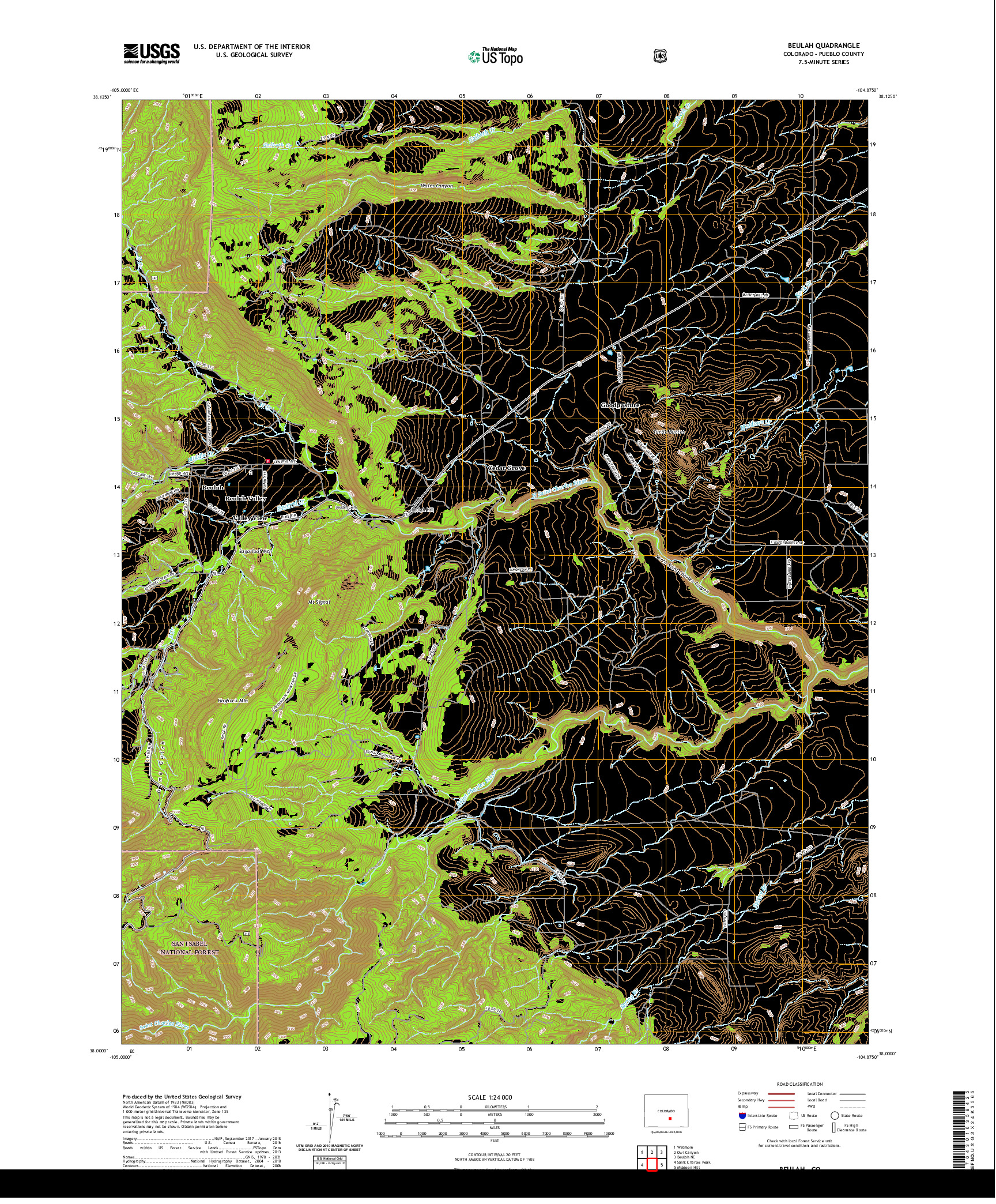 US TOPO 7.5-MINUTE MAP FOR BEULAH, CO