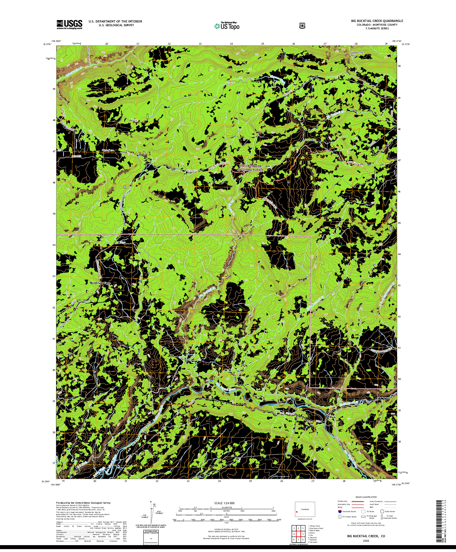 US TOPO 7.5-MINUTE MAP FOR BIG BUCKTAIL CREEK, CO