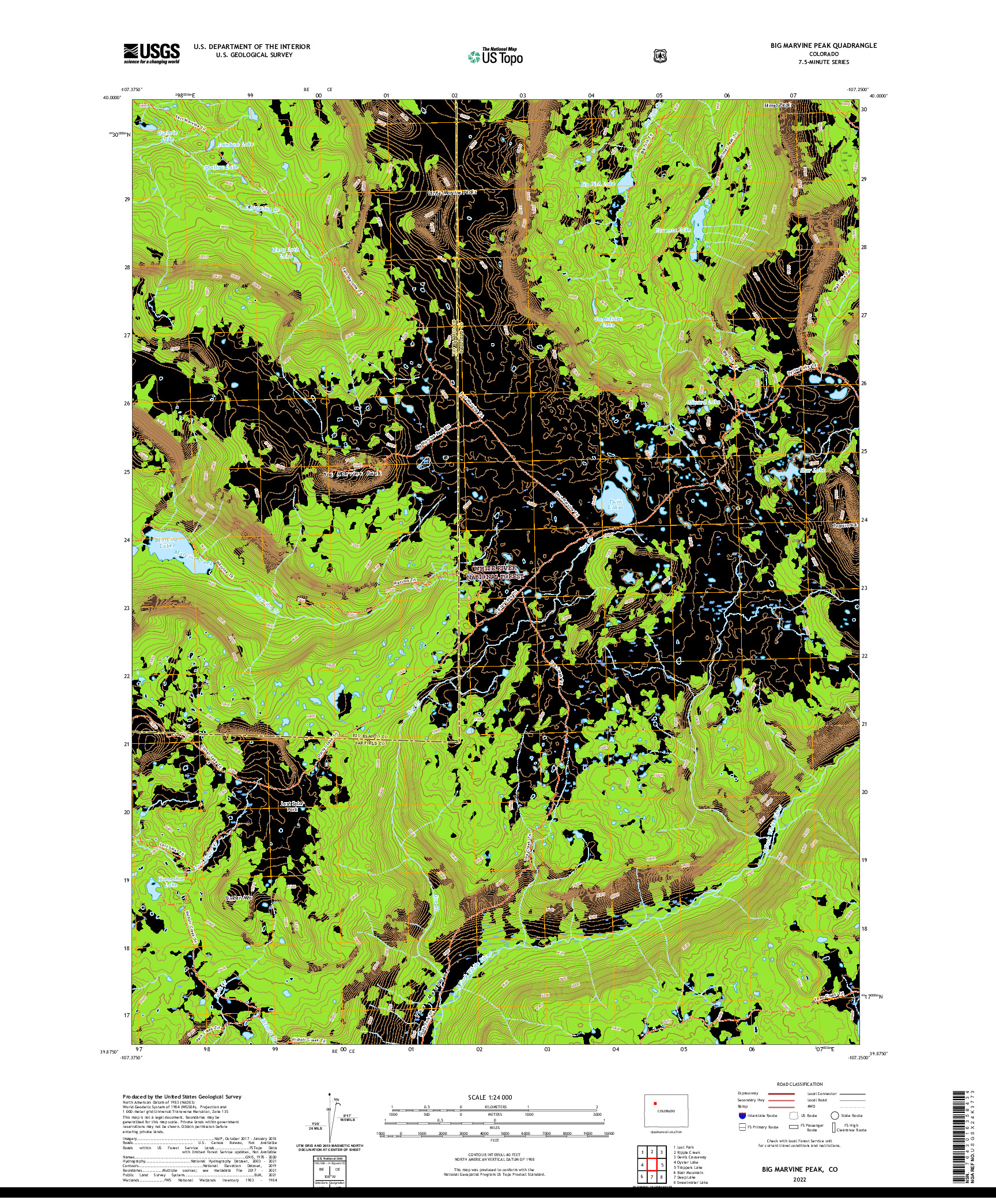 US TOPO 7.5-MINUTE MAP FOR BIG MARVINE PEAK, CO