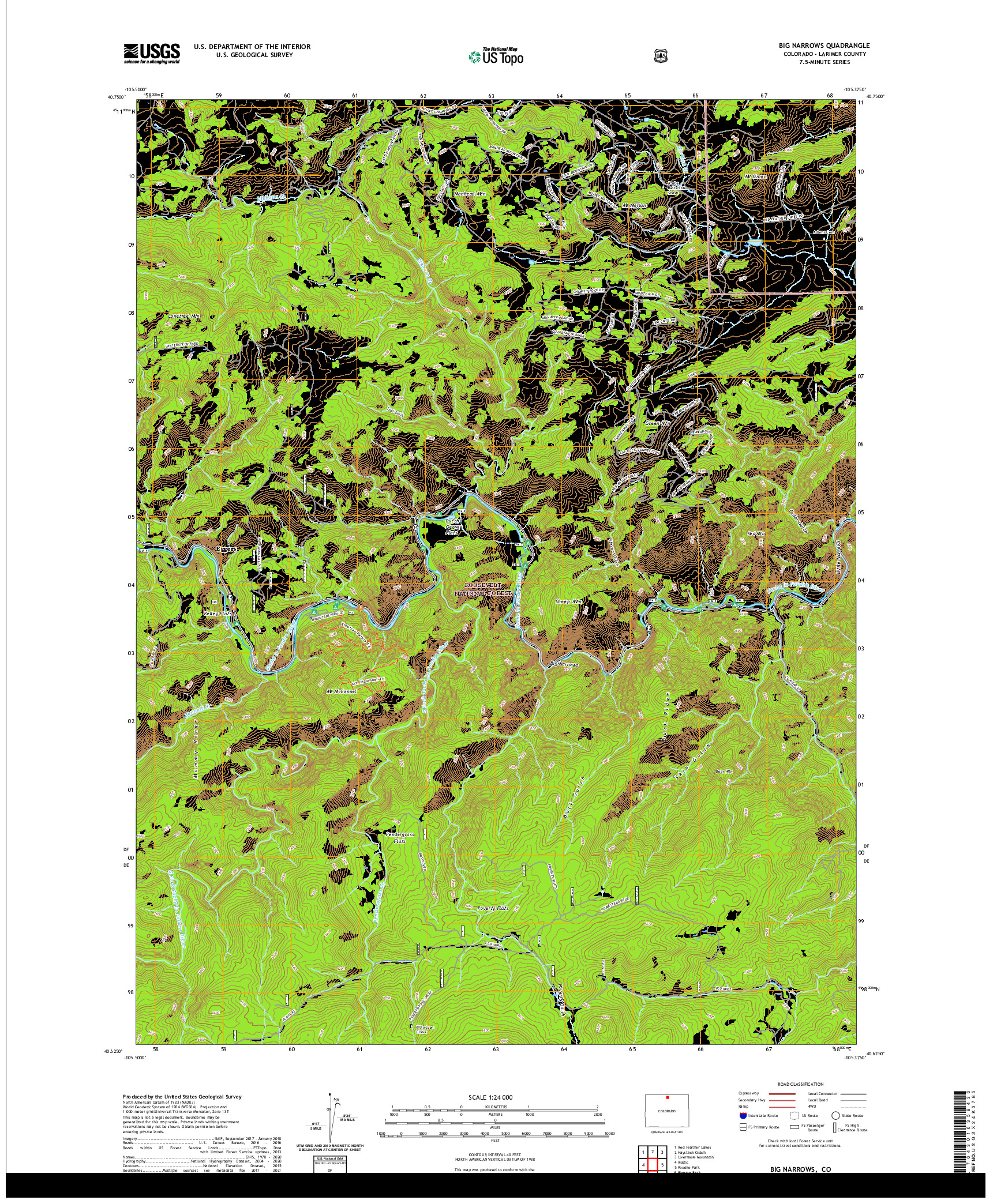 US TOPO 7.5-MINUTE MAP FOR BIG NARROWS, CO