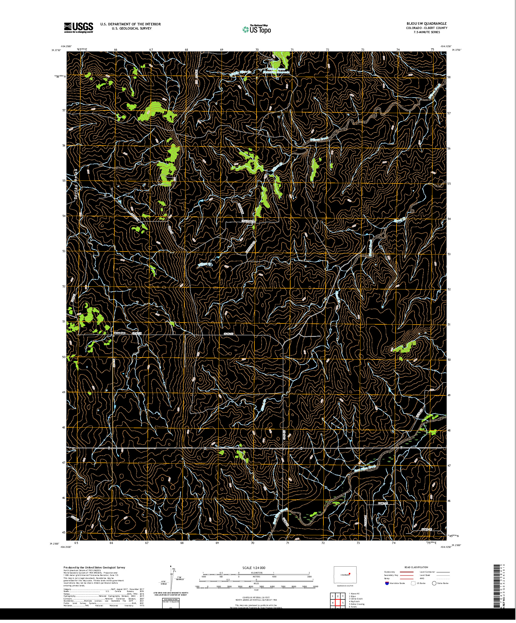 US TOPO 7.5-MINUTE MAP FOR BIJOU SW, CO